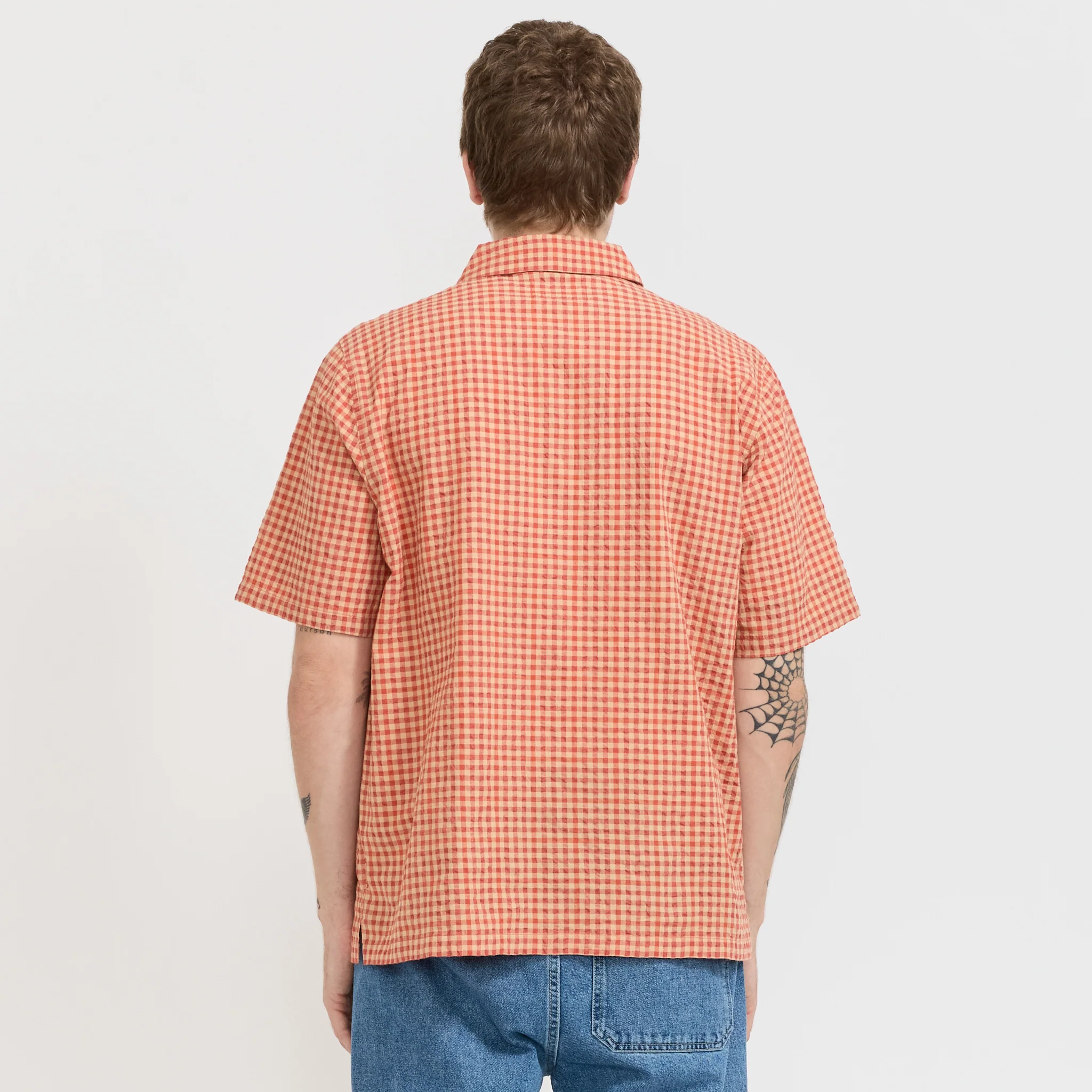 Gabe Shirt Red Oxide Textured Check - Image 4