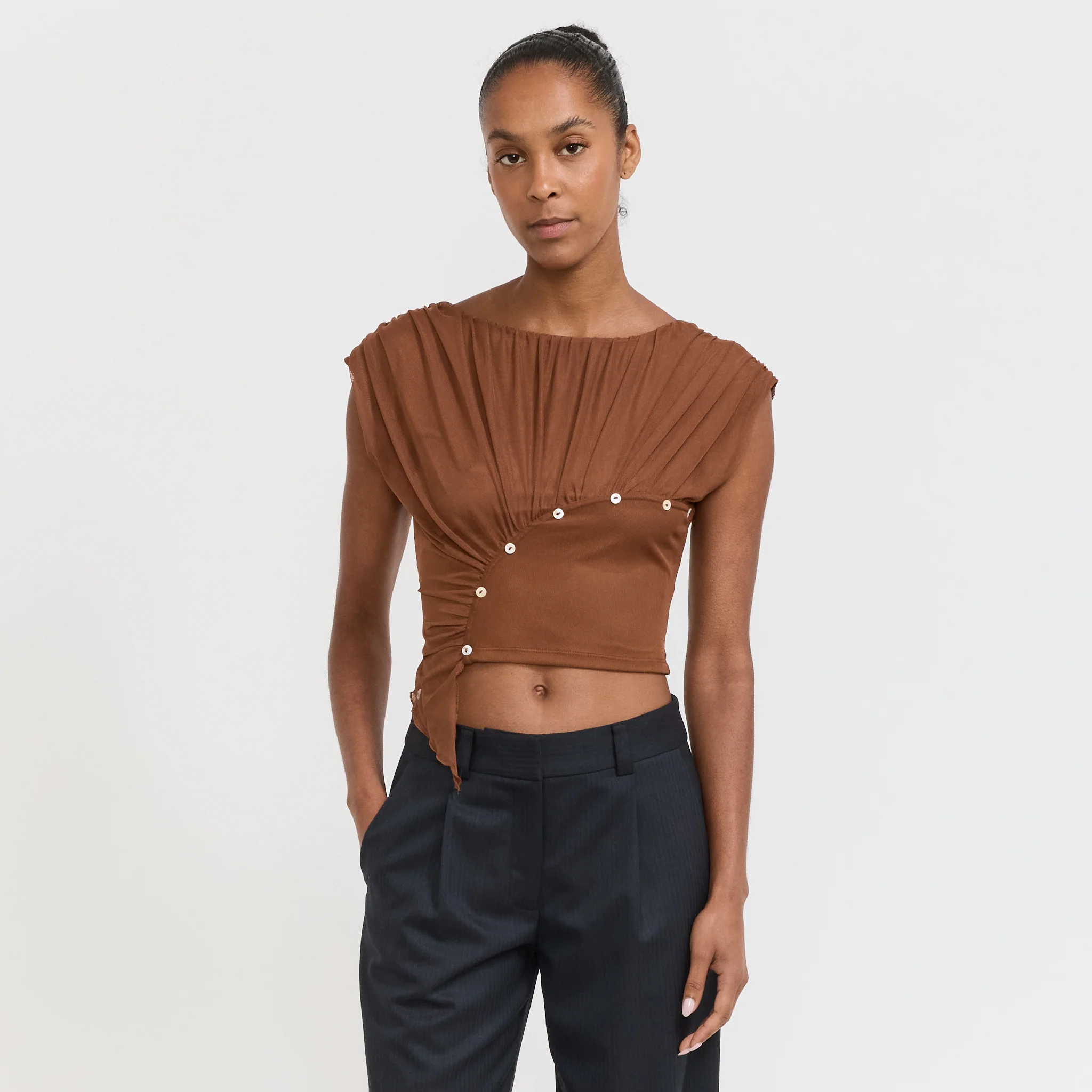 Gemini Draped Top Brown