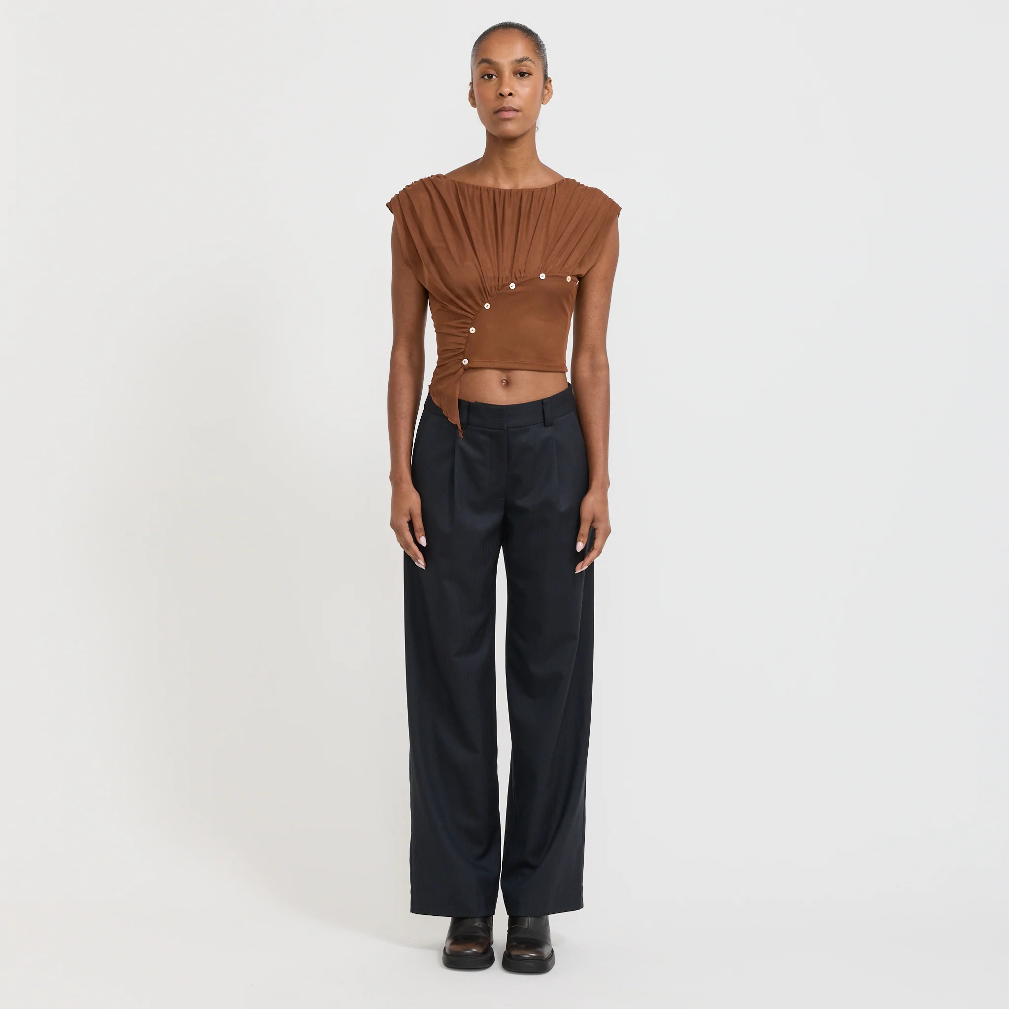 Gemini Draped Top Brown - Image 2