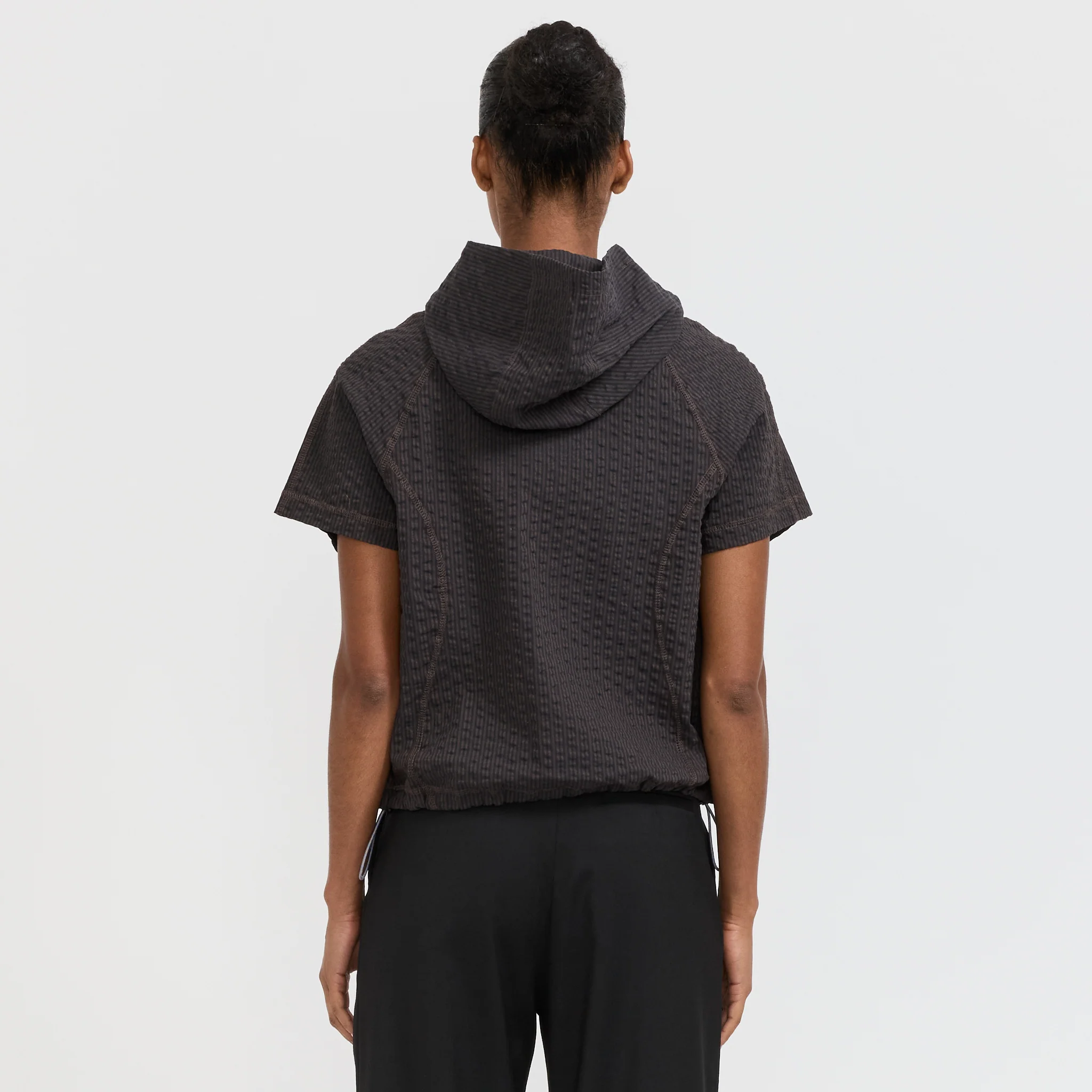 Gingham Hooded Top Black - Image 4