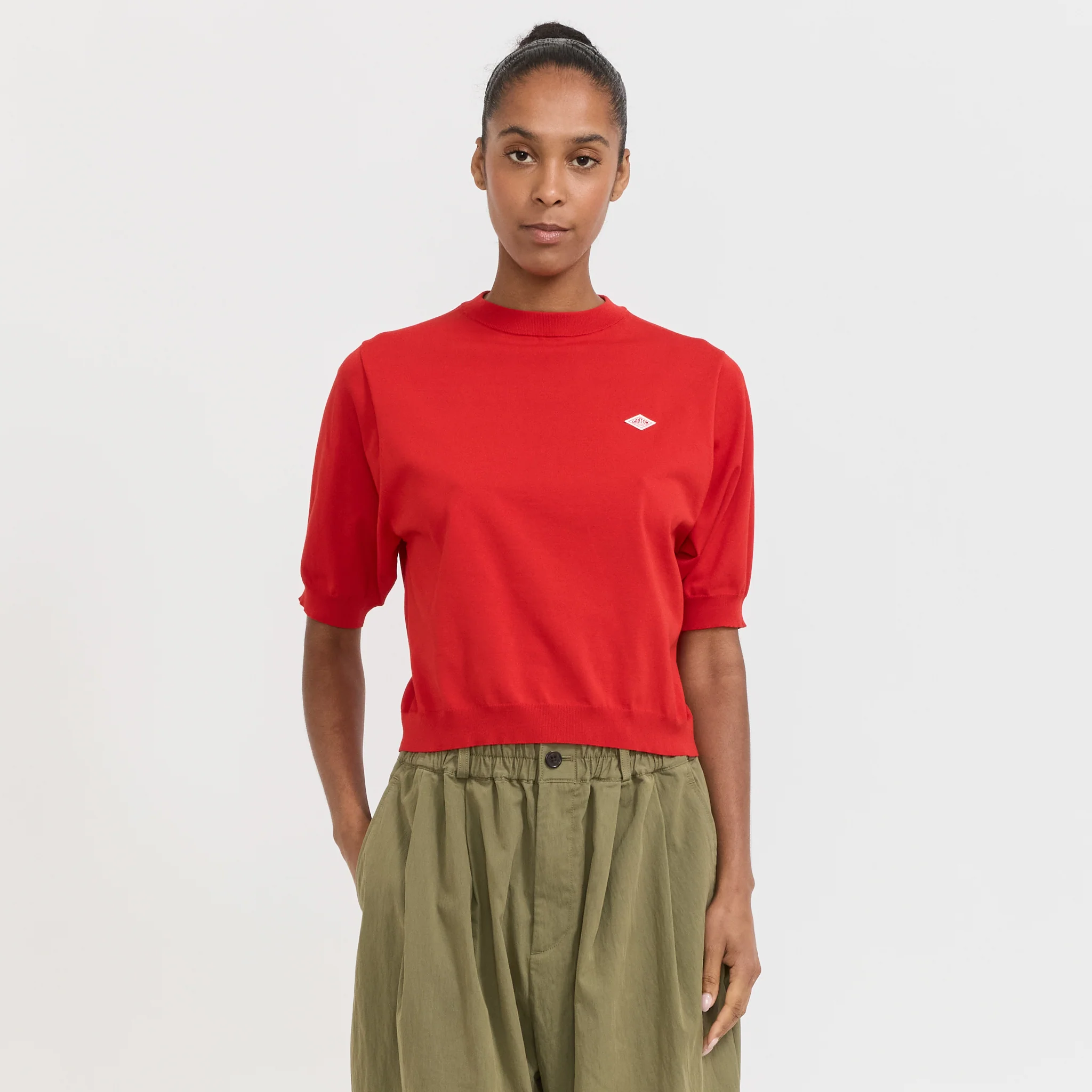Half Sleeve Crew Neck Red