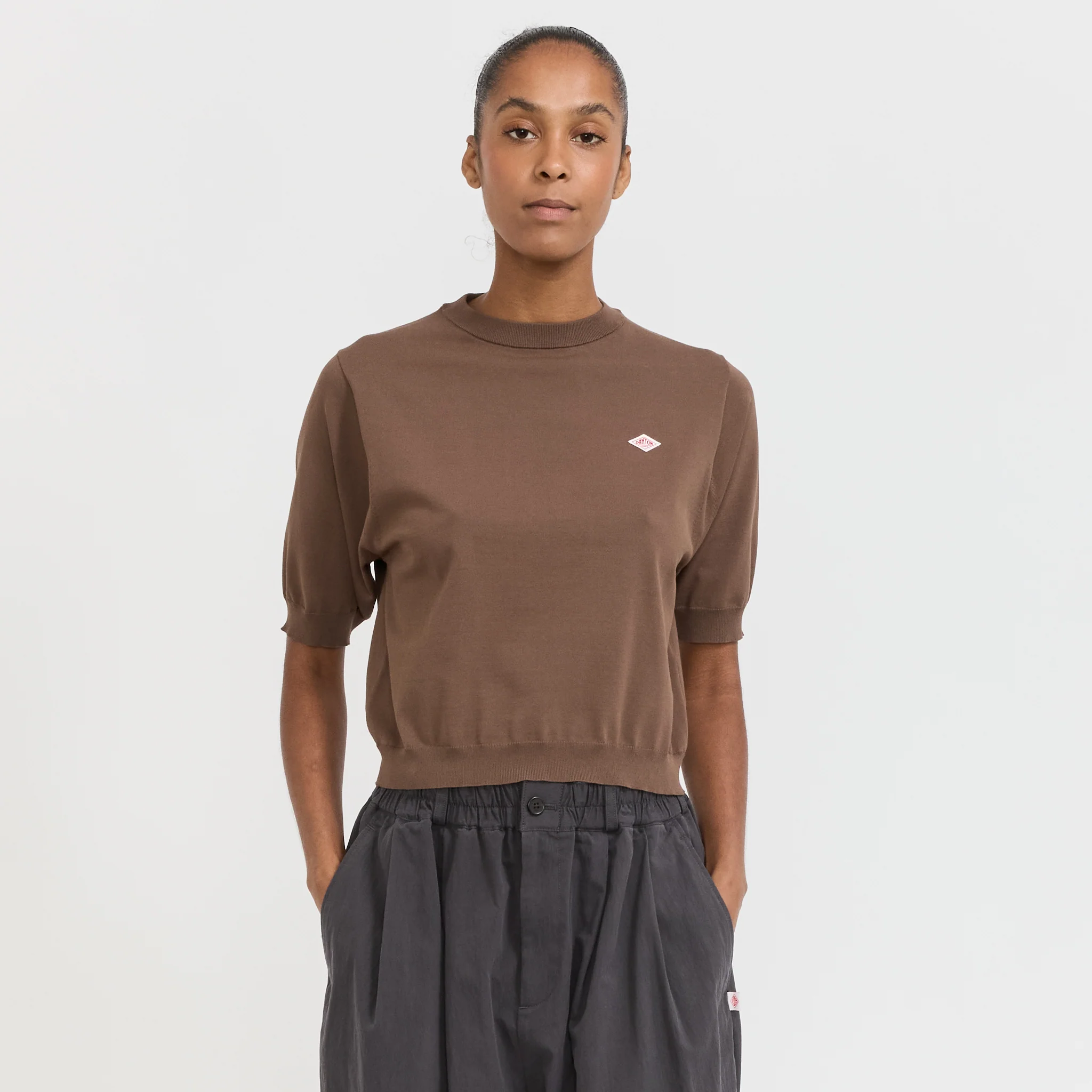 Half Sleeve Crew Neck Taupe