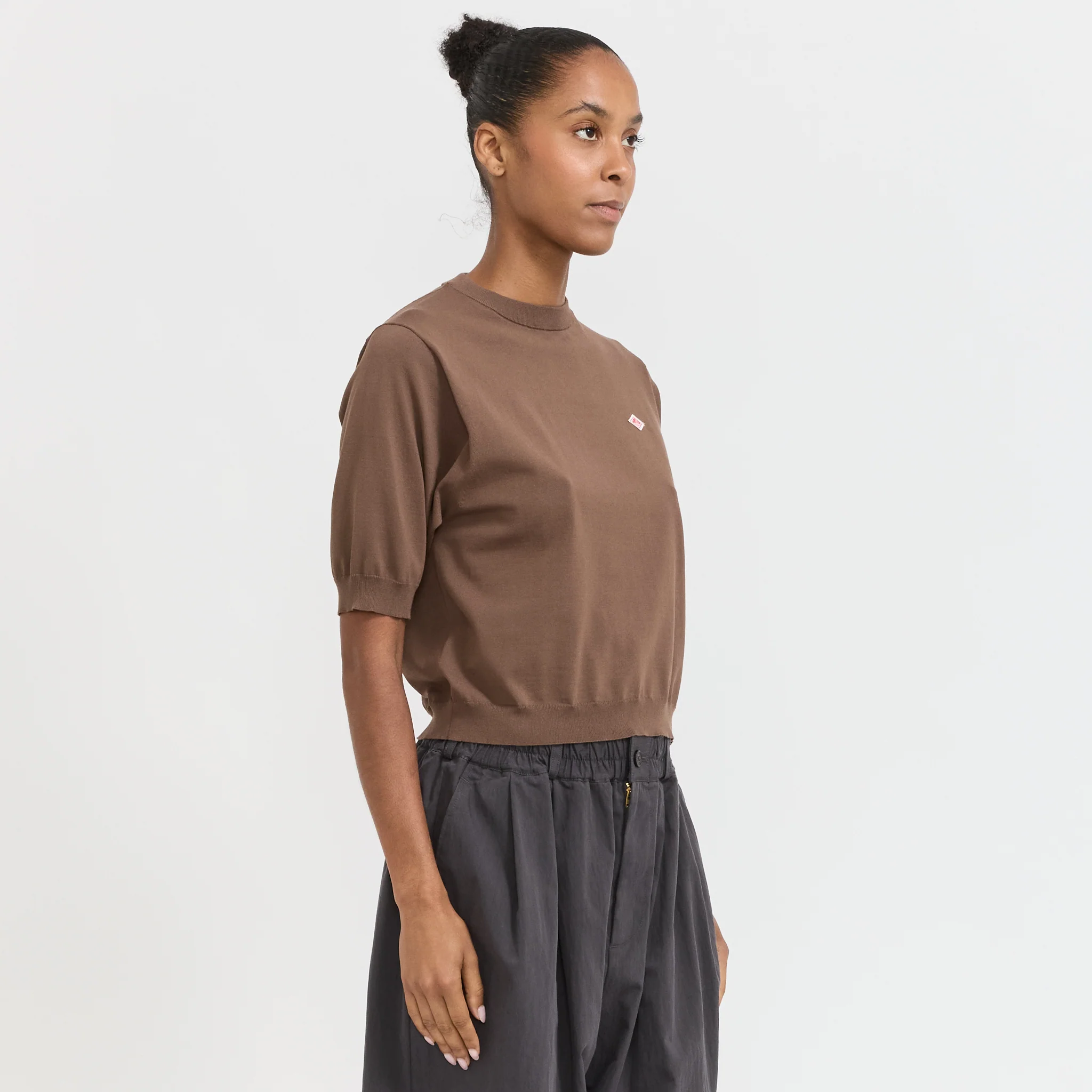 Half Sleeve Crew Neck Taupe - Image 3