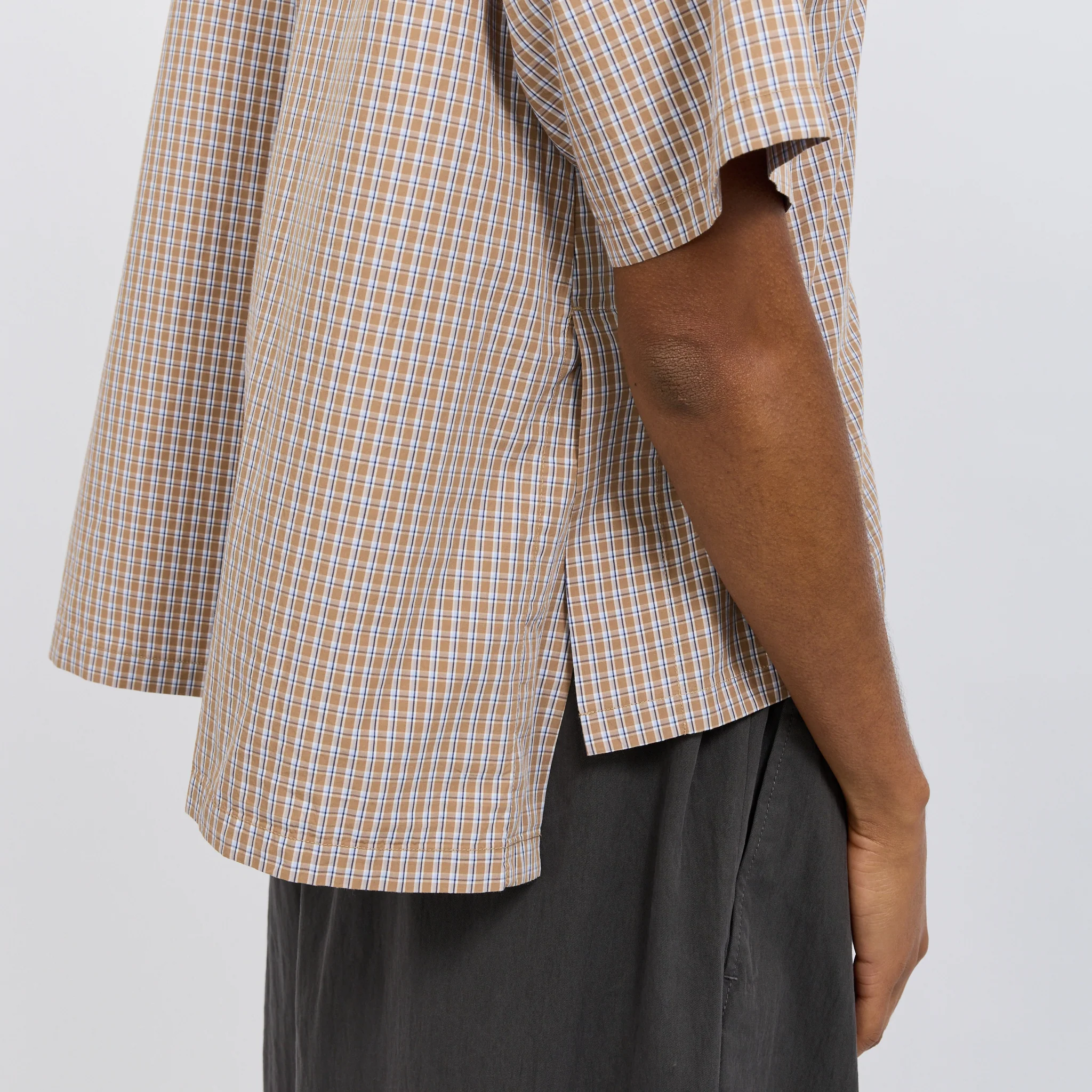 Half Sleeve Shirt Brown/Blue Check - Image 5