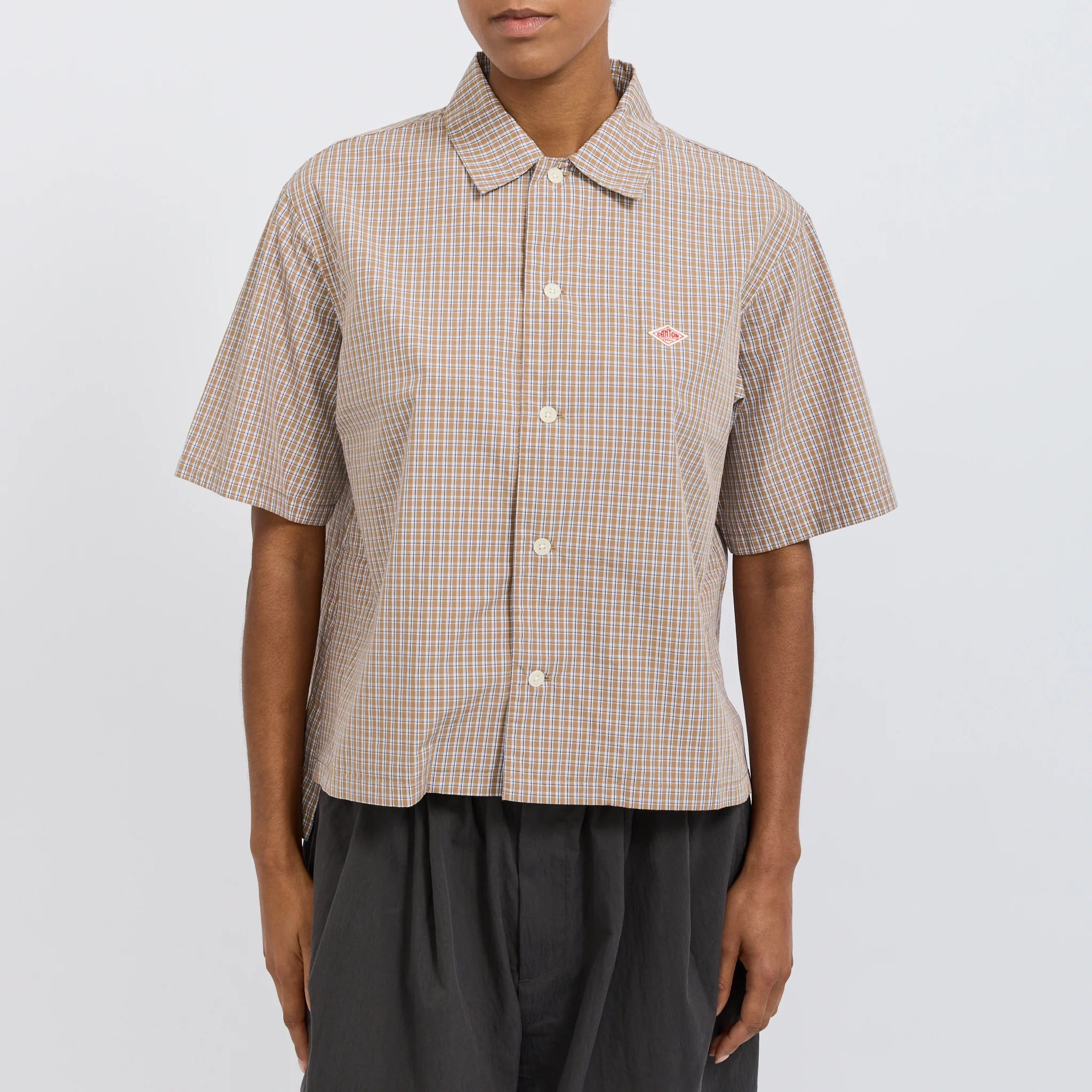 Half Sleeve Shirt Brown/Blue Check - Image 6