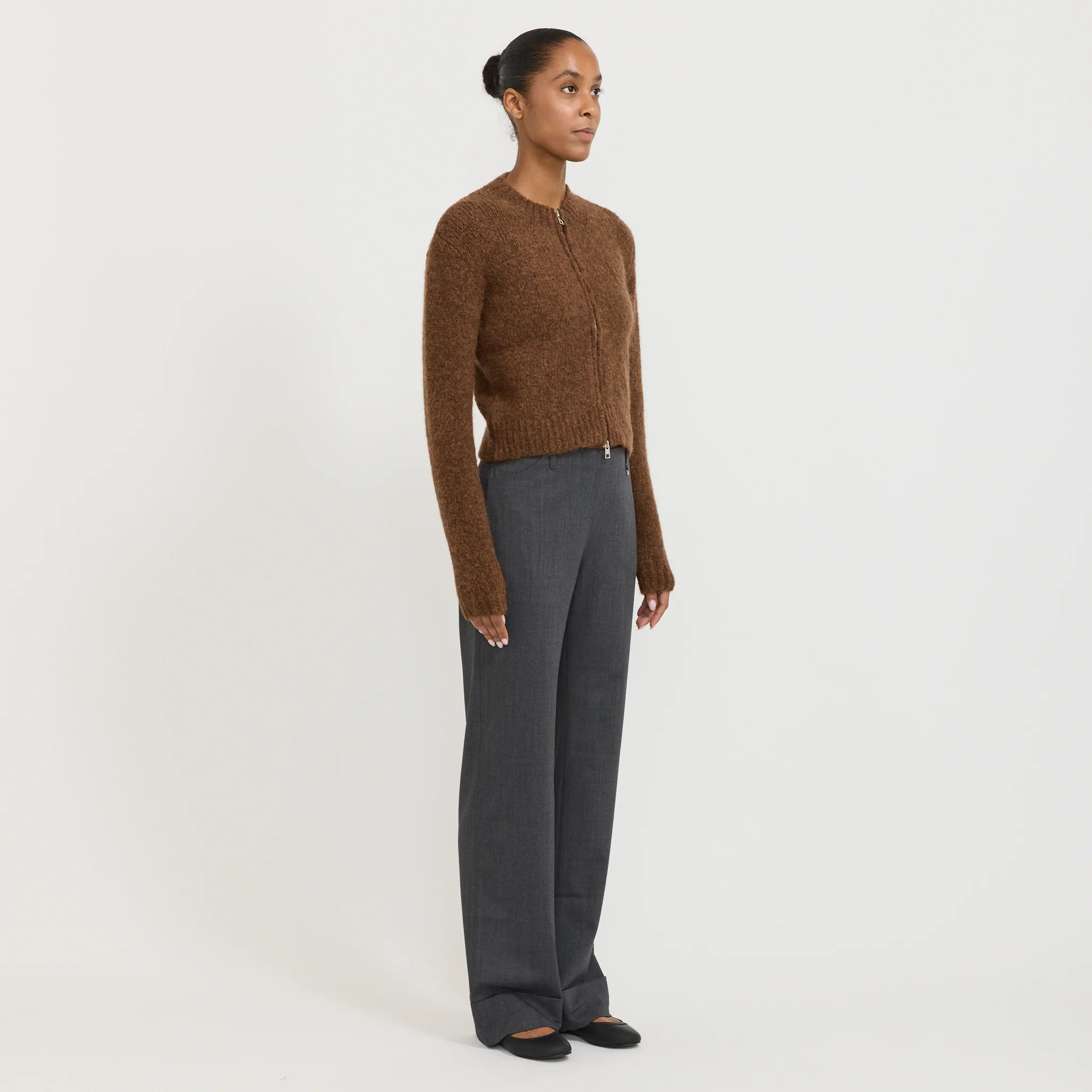 Hasta Luego Zip Sweater Brown - Image 3