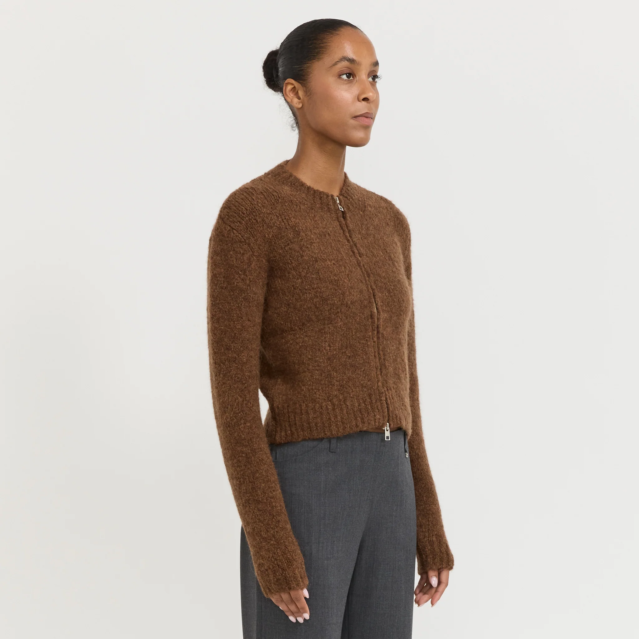 Hasta Luego Zip Sweater Brown - Image 4