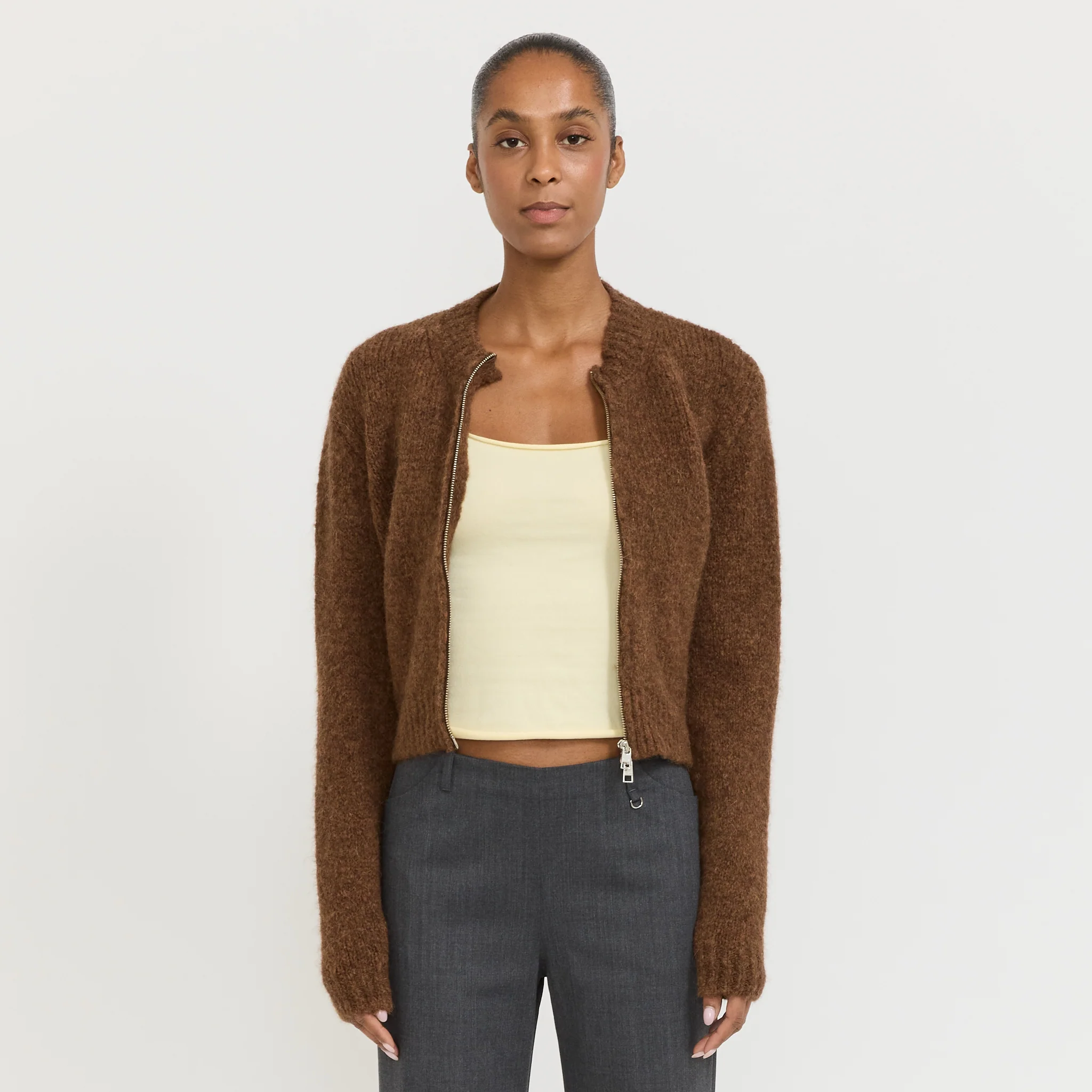 Hasta Luego Zip Sweater Brown - Image 7