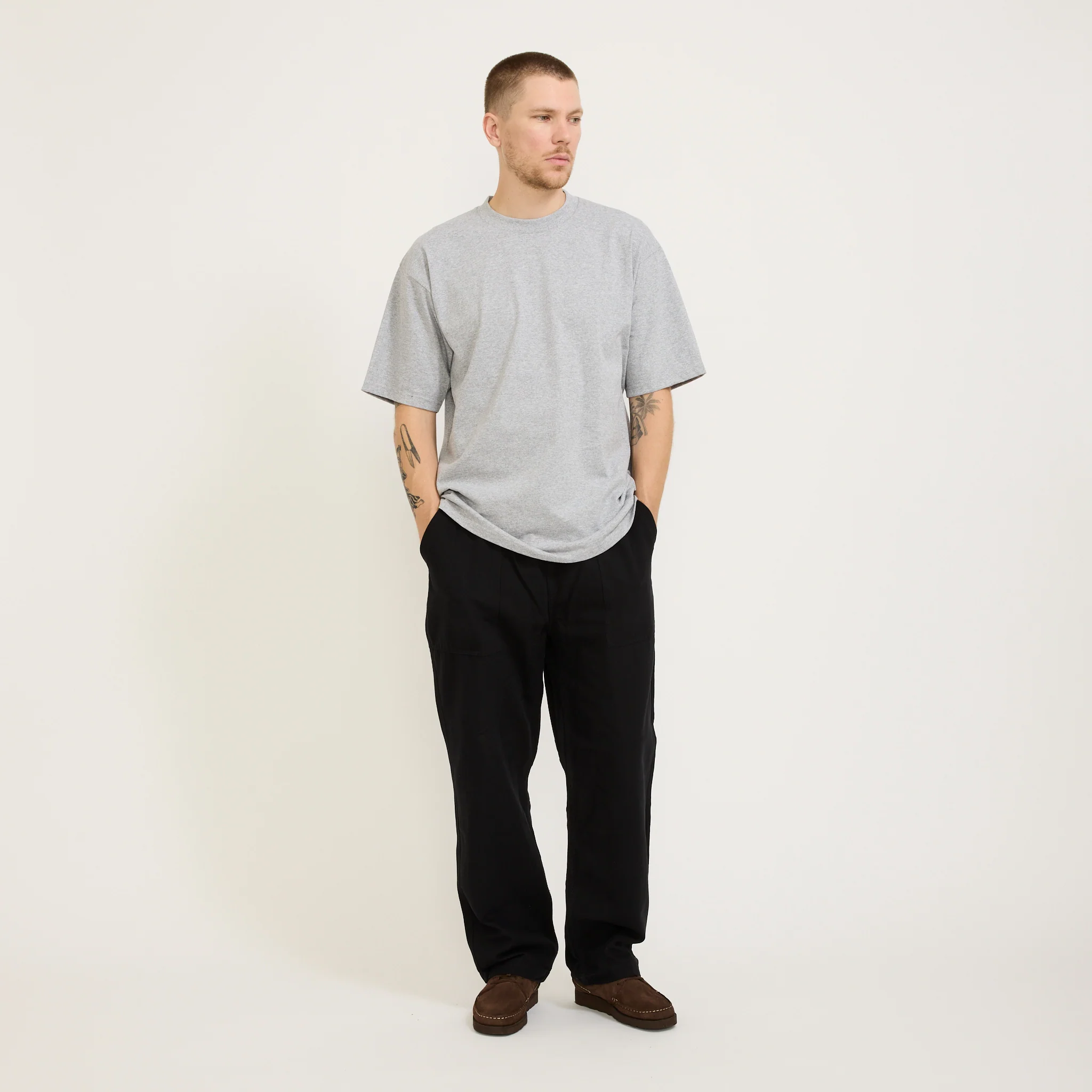Heavyweight S/S Tee Heather Grey - Image 2