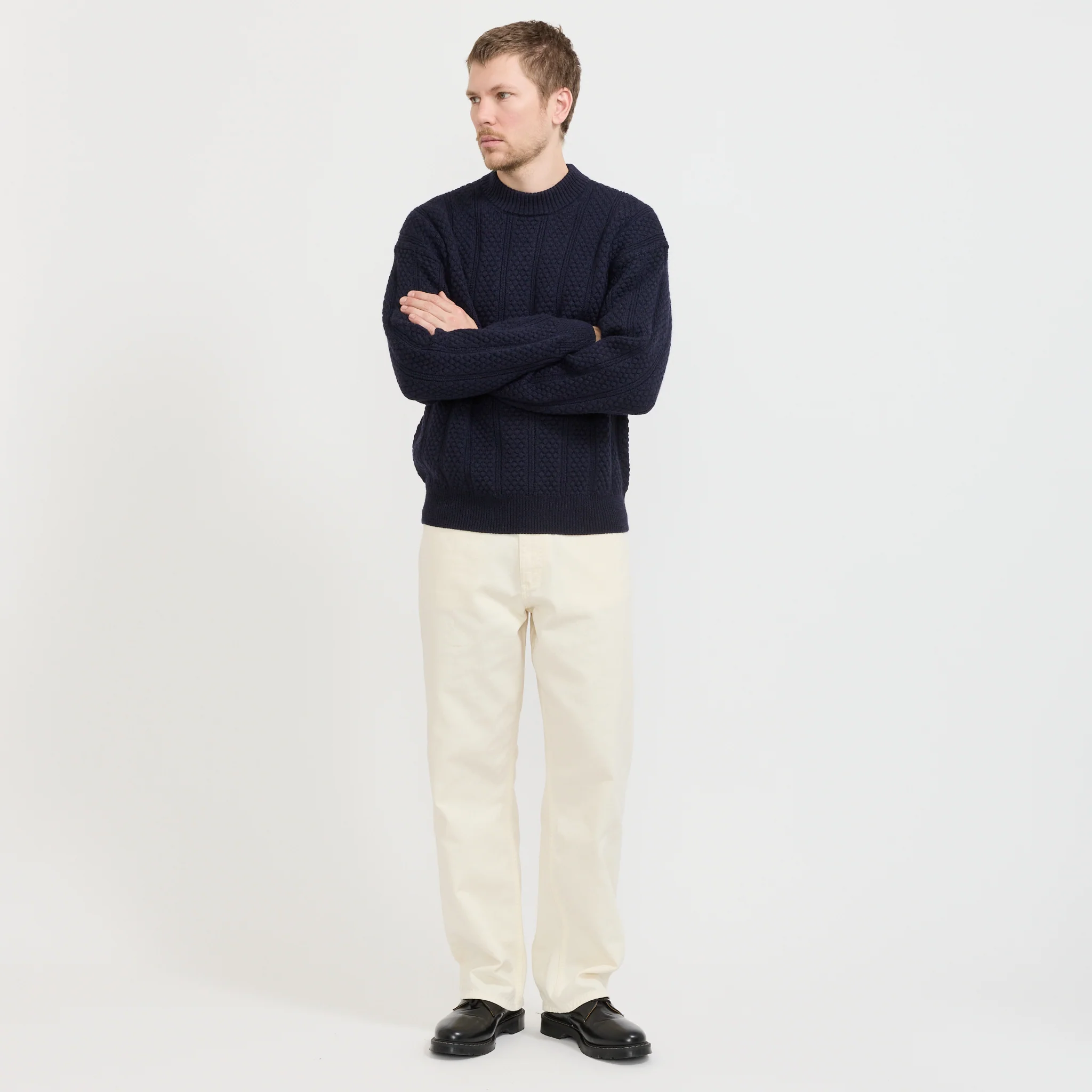 Hirtshals Bubble Rib Knit Crewneck Dark Navy - Image 2