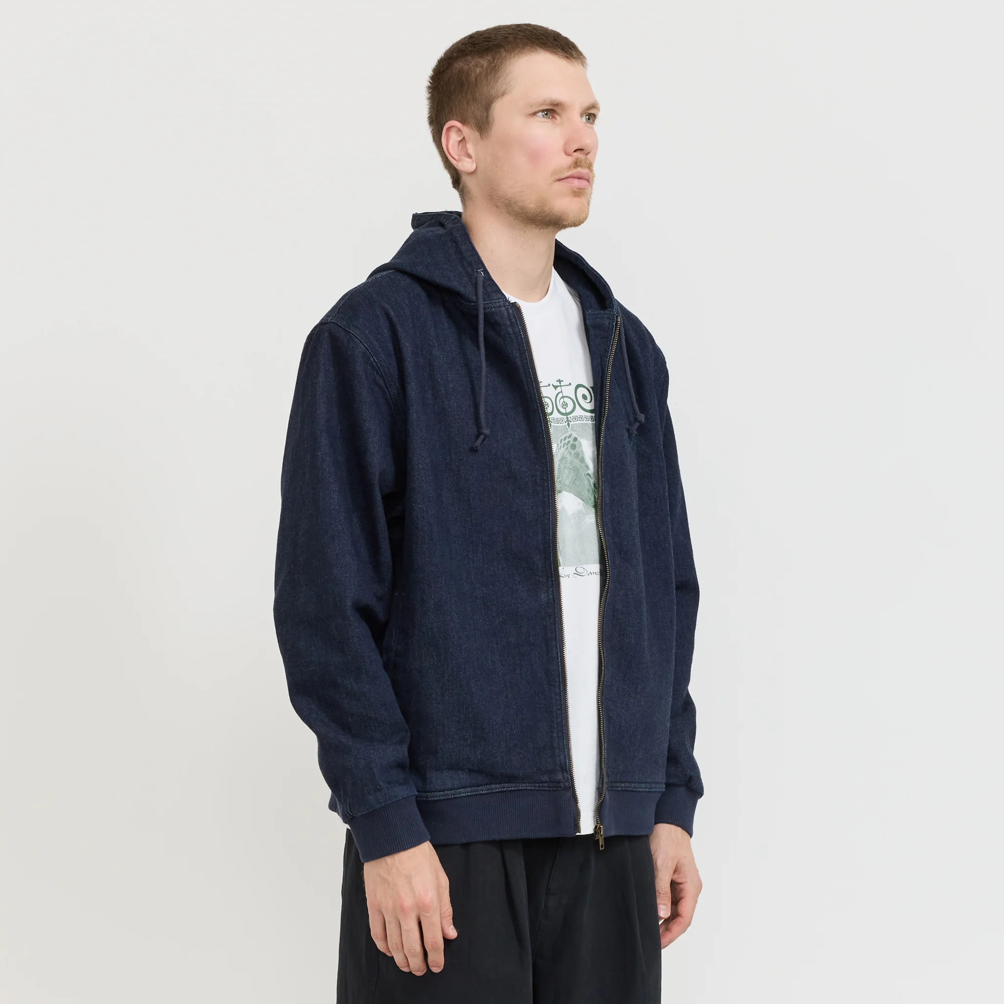 Hooded Work Jacket Rinsed Indigo - Image 3