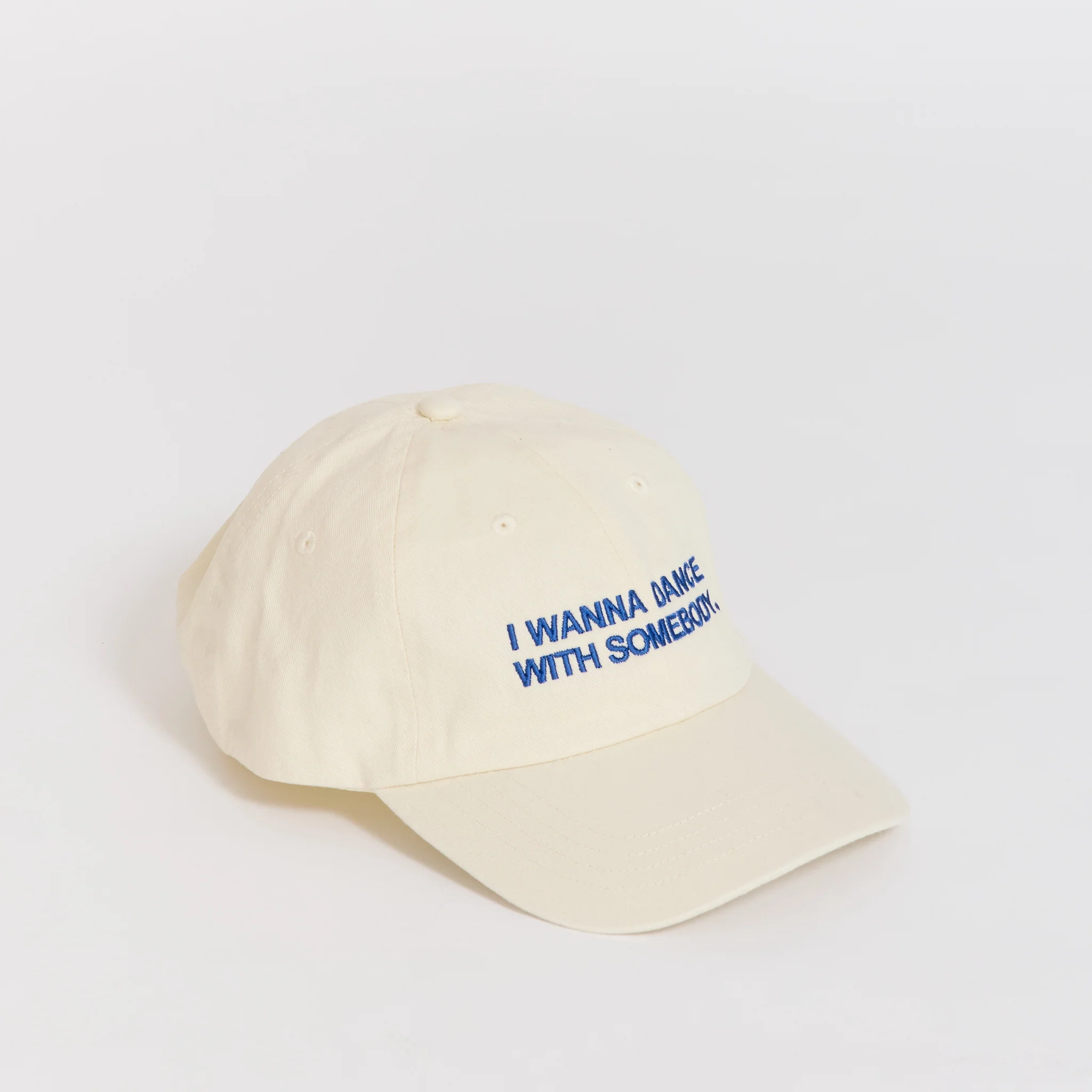I Wanna Dance With Somebody Embroidered Cap Beige