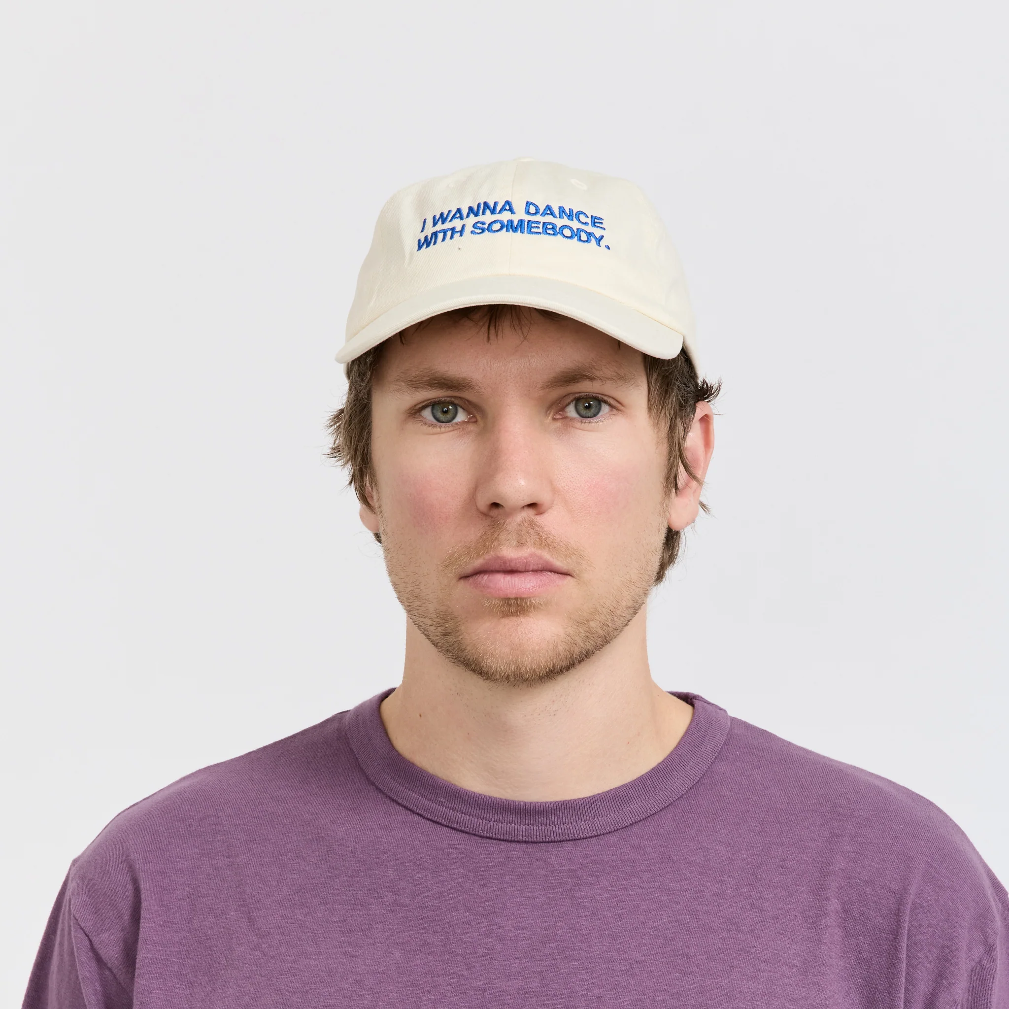 I Wanna Dance With Somebody Embroidered Cap Beige - Image 3