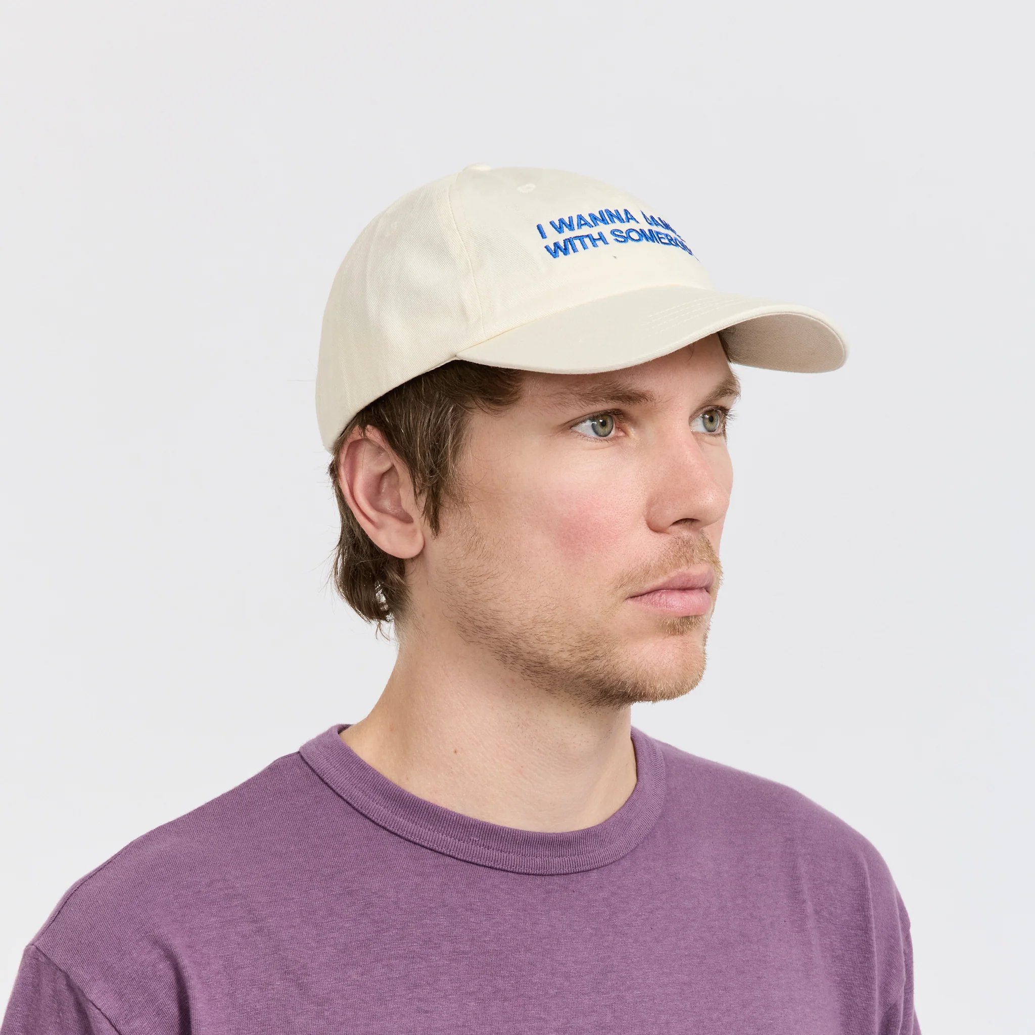 I Wanna Dance With Somebody Embroidered Cap Beige - Image 4