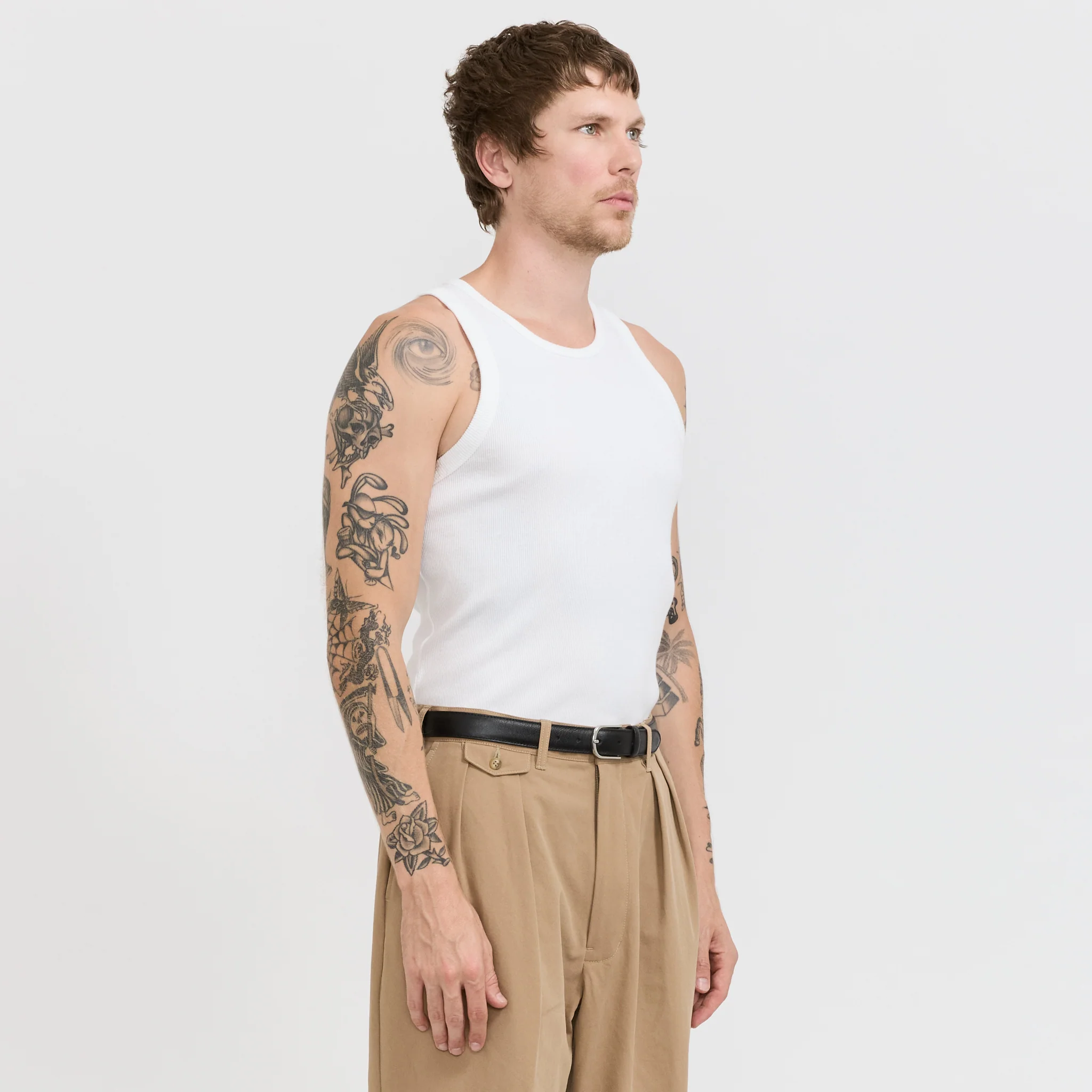 Iconic Ribbed Cotton Tank Top White - Image 3