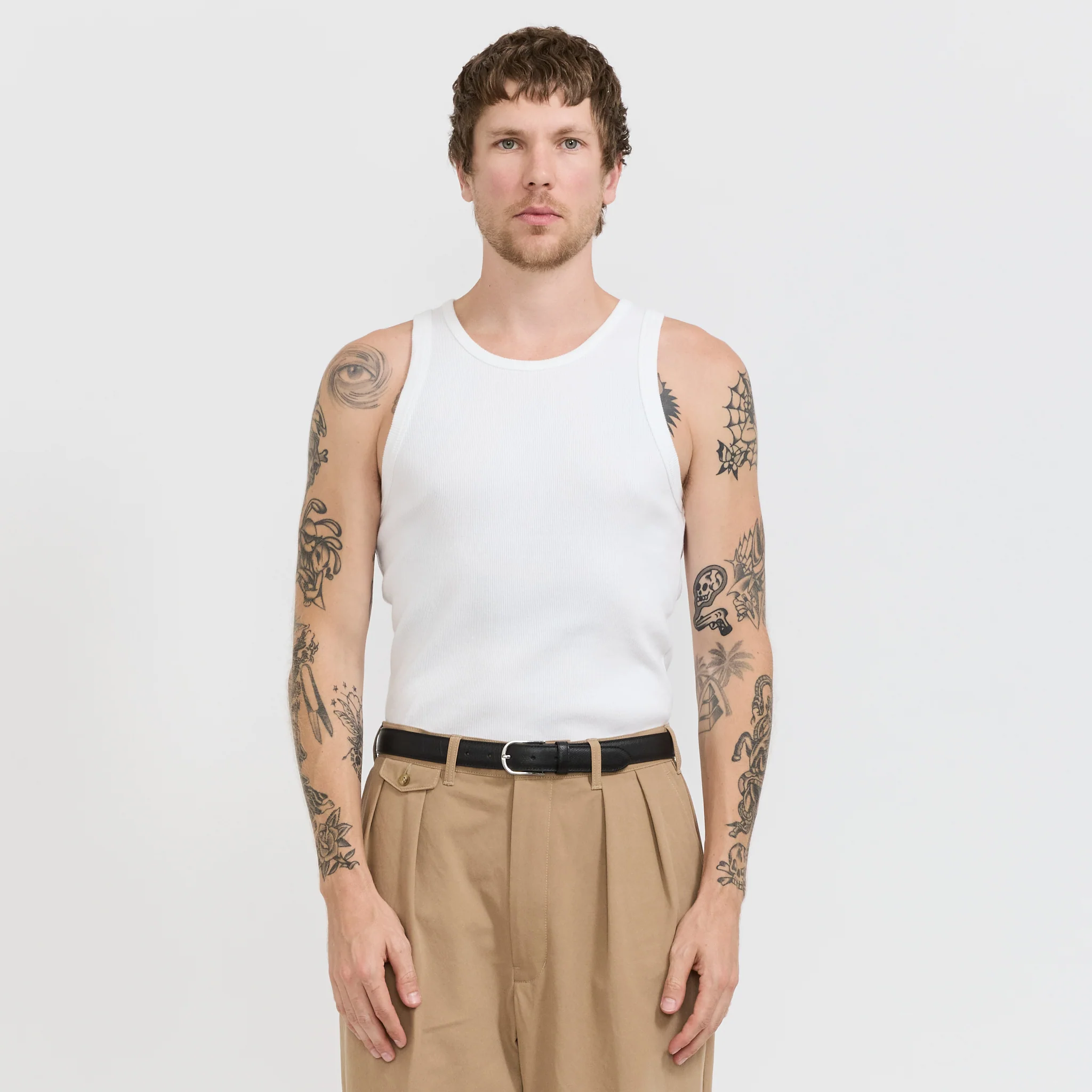 Iconic Ribbed Cotton Tank Top White - Image 6