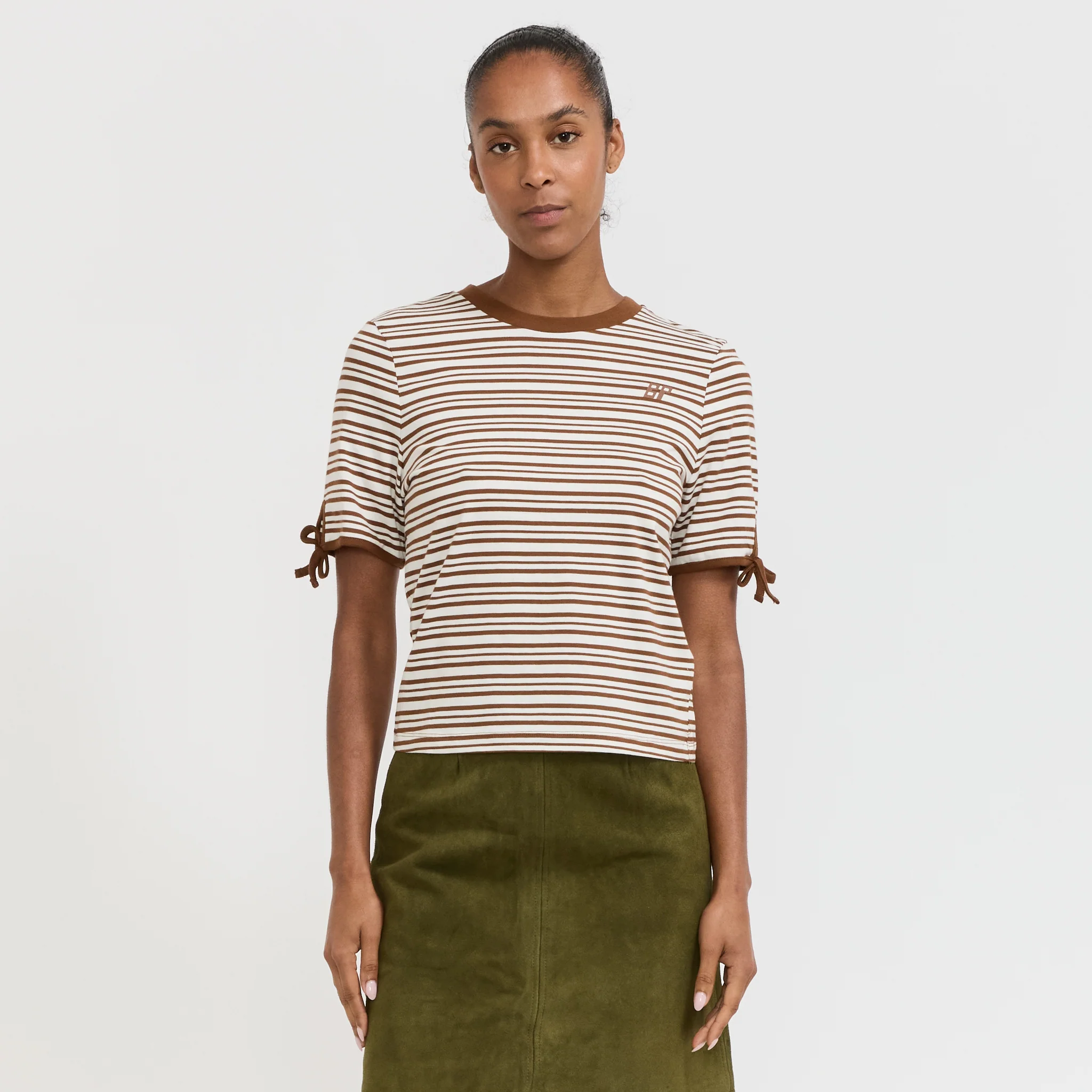 Janet T-Shirt Caramel Brown Stripe