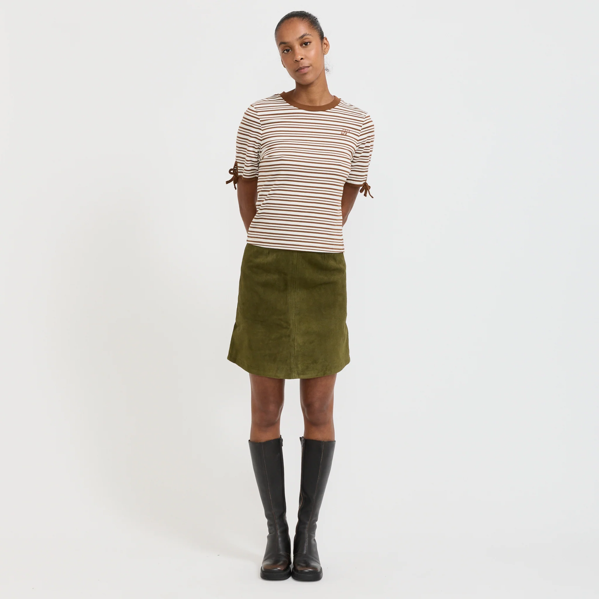 Janet T-Shirt Caramel Brown Stripe - Image 2