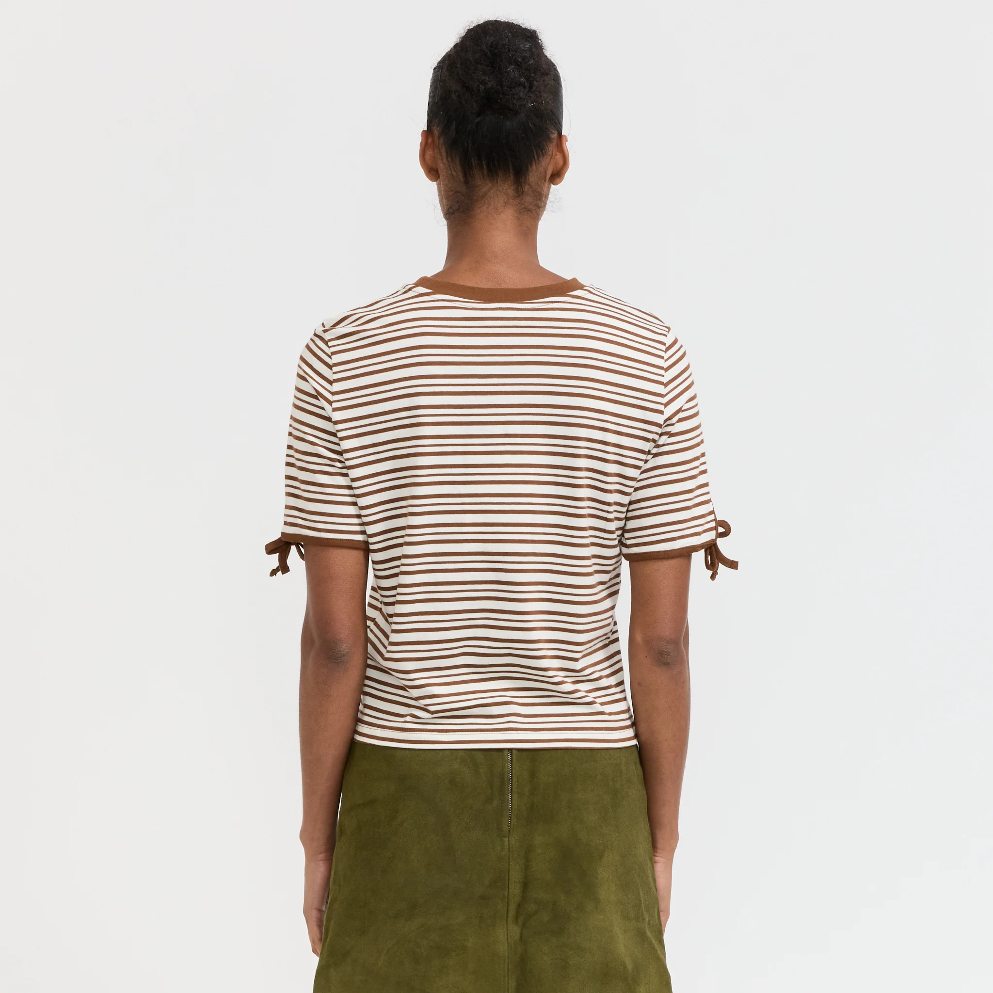 Janet T-Shirt Caramel Brown Stripe - Image 4