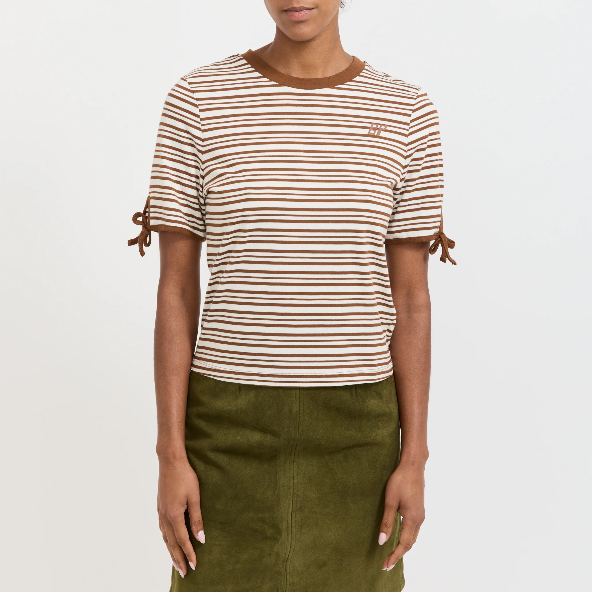 Janet T-Shirt Caramel Brown Stripe - Image 5
