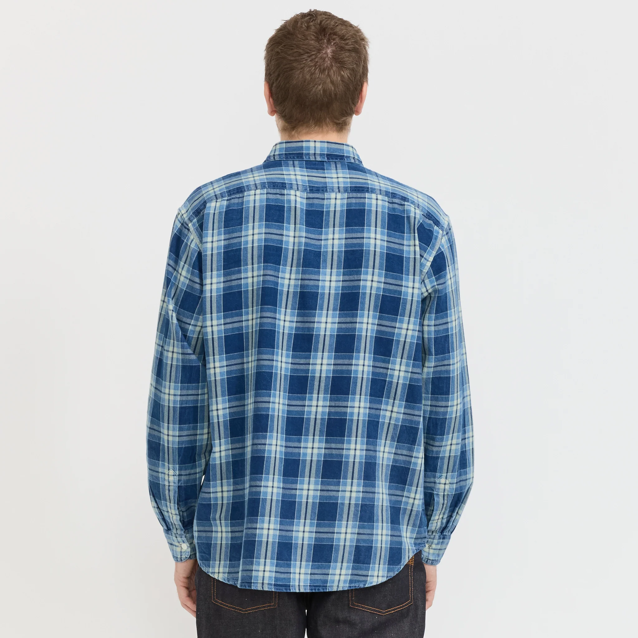 Julian Worker Shirt Checked Indigo - Image 4