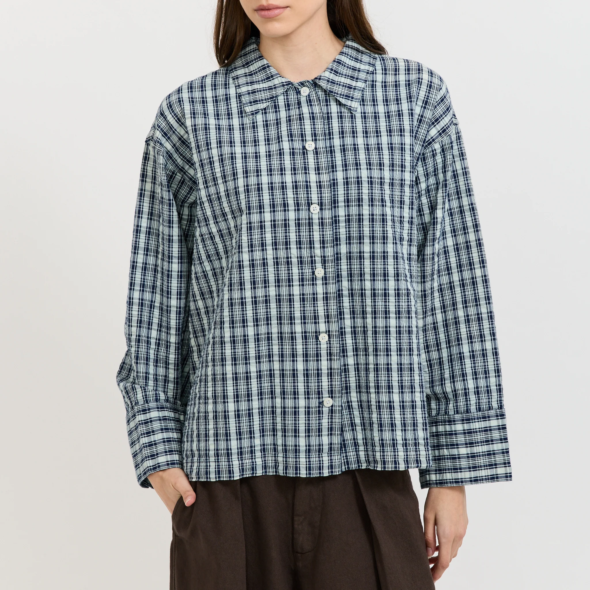 Jutta Shirt Indigo Seersucker - Image 5