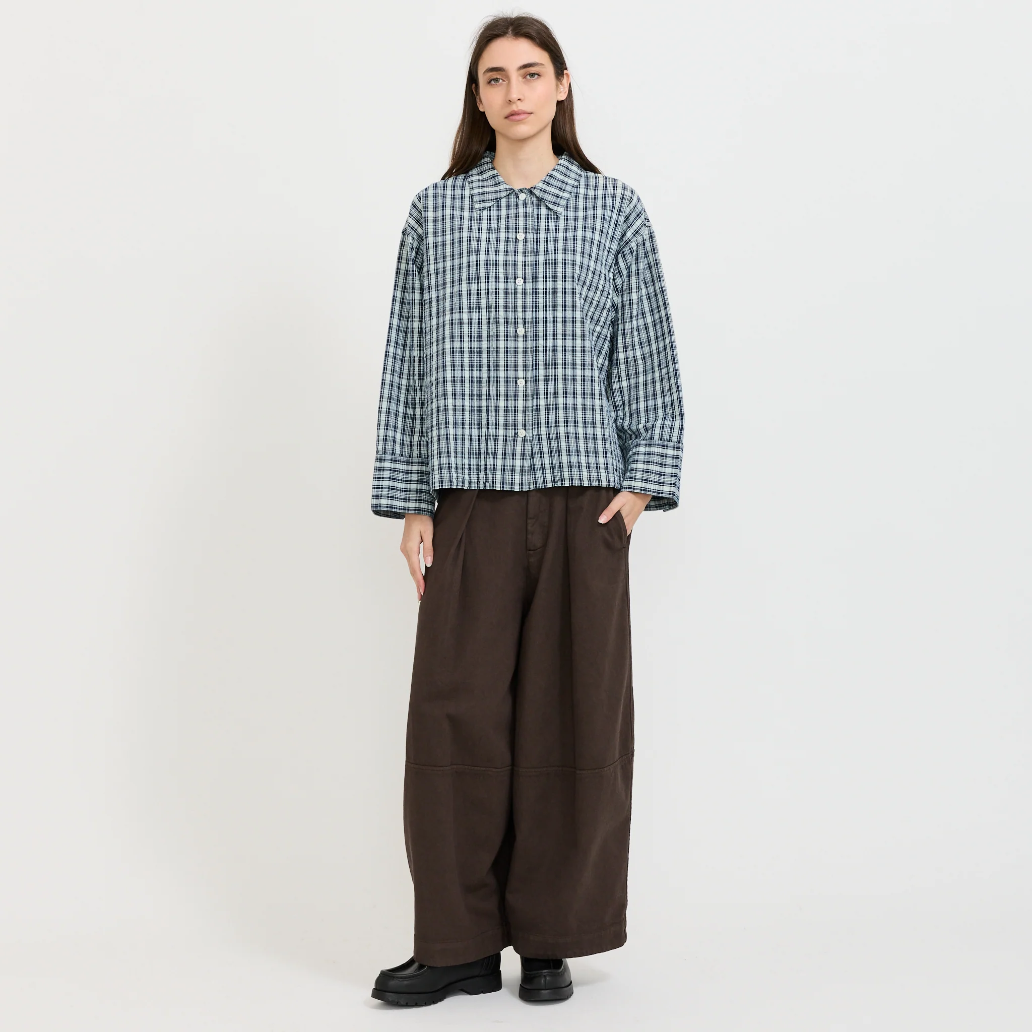 Jutta Shirt Indigo Seersucker - Image 6