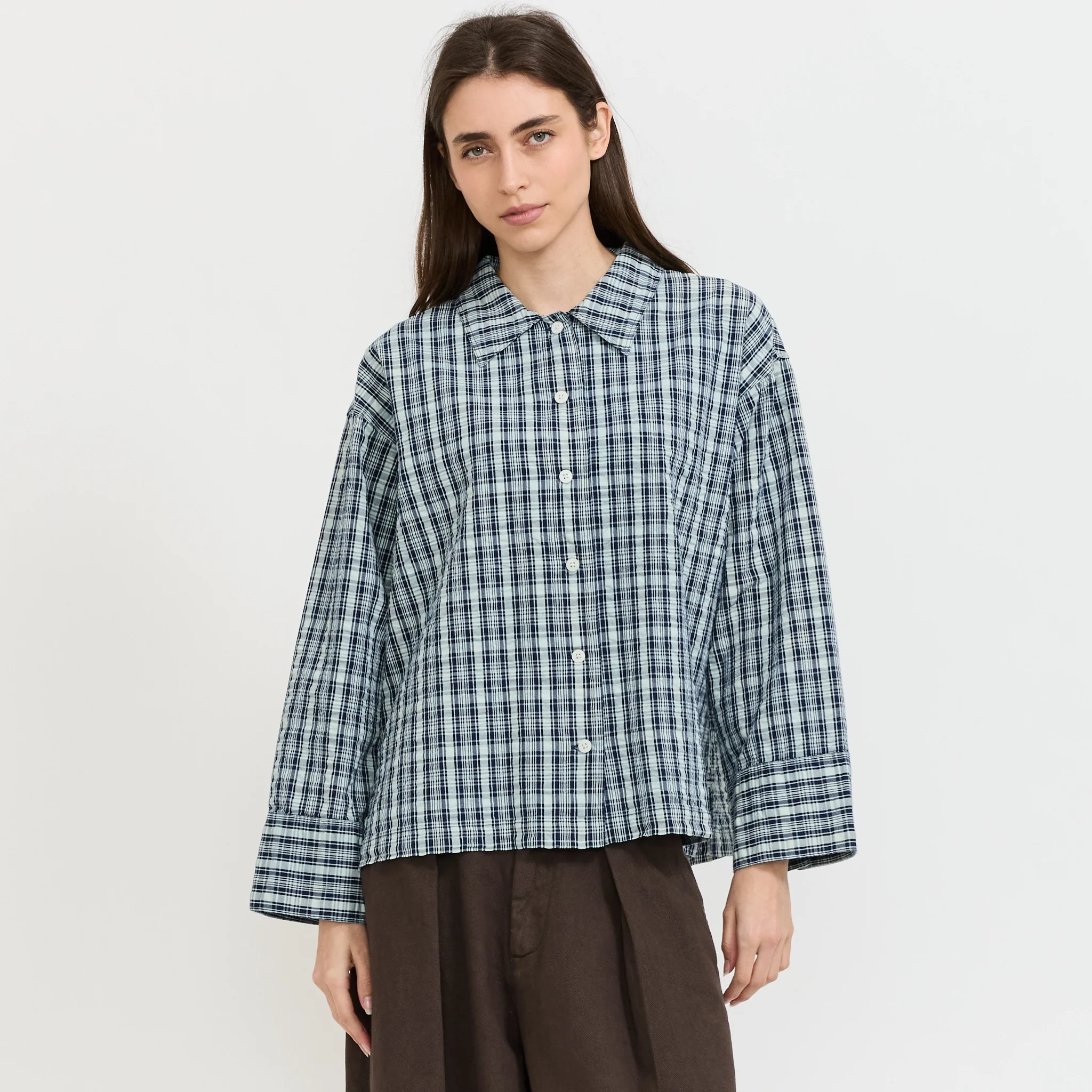 Jutta Shirt Indigo Seersucker - Image 7