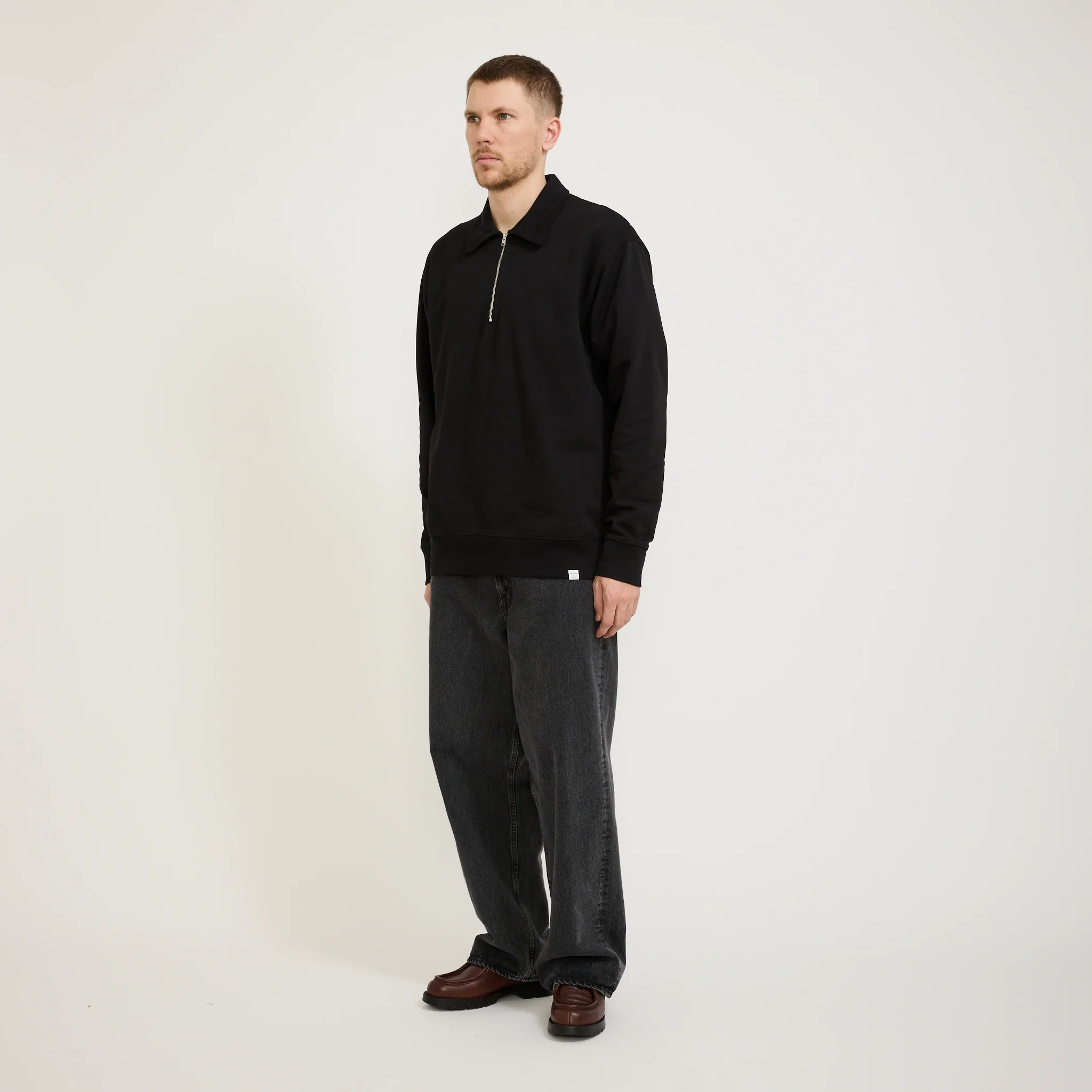 Ketel Relaxed Organic Half Zip Sweater Black - Image 5