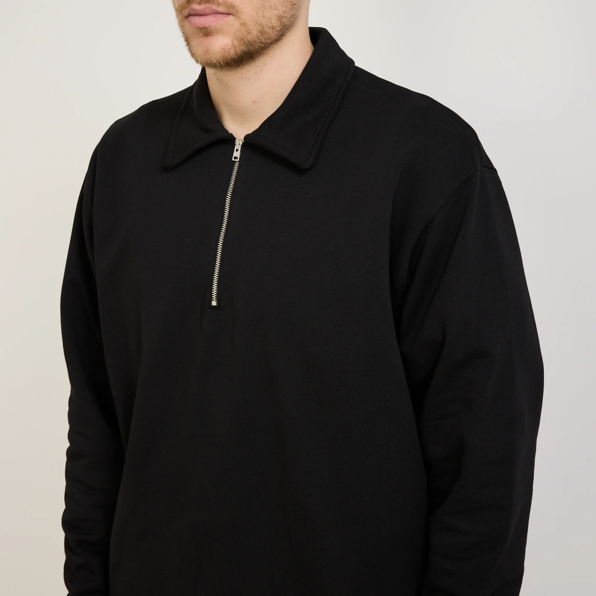 Ketel Relaxed Organic Half Zip Sweater Black - Image 6