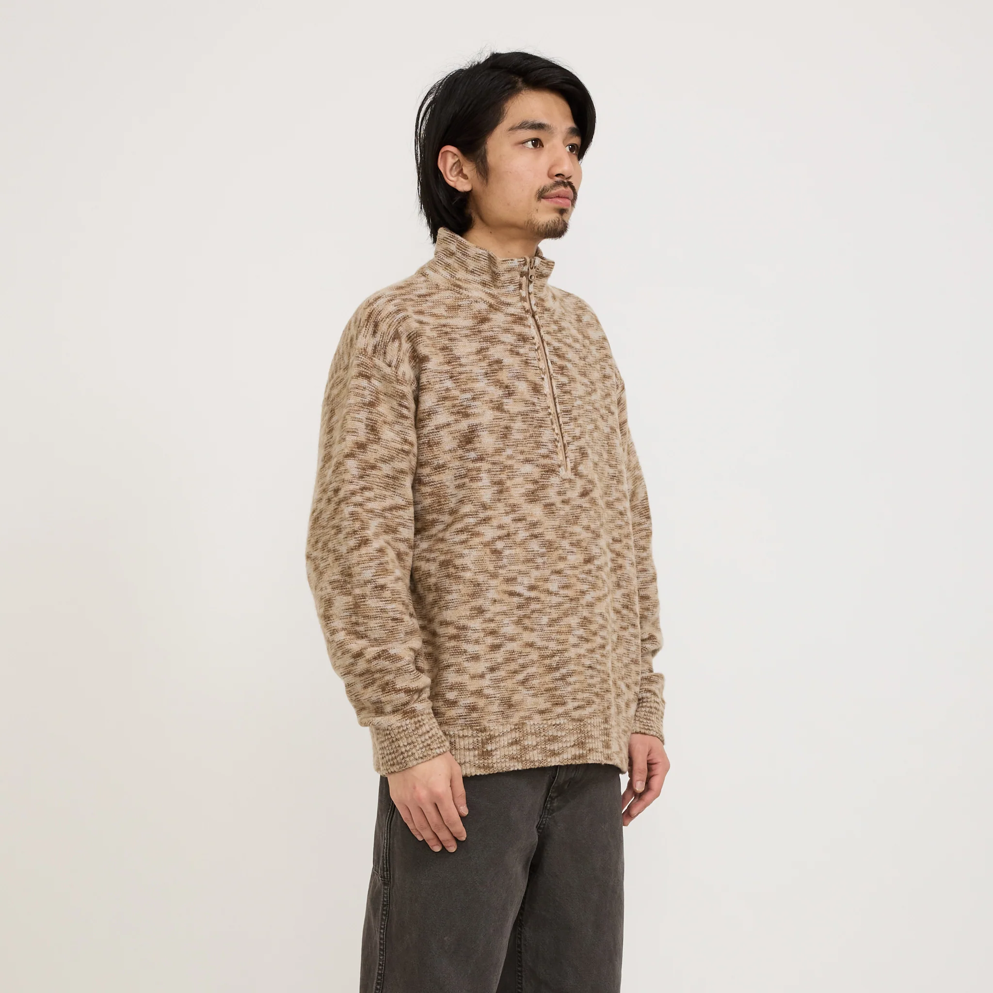 Kline Wool Half Zip Khaki - Image 3