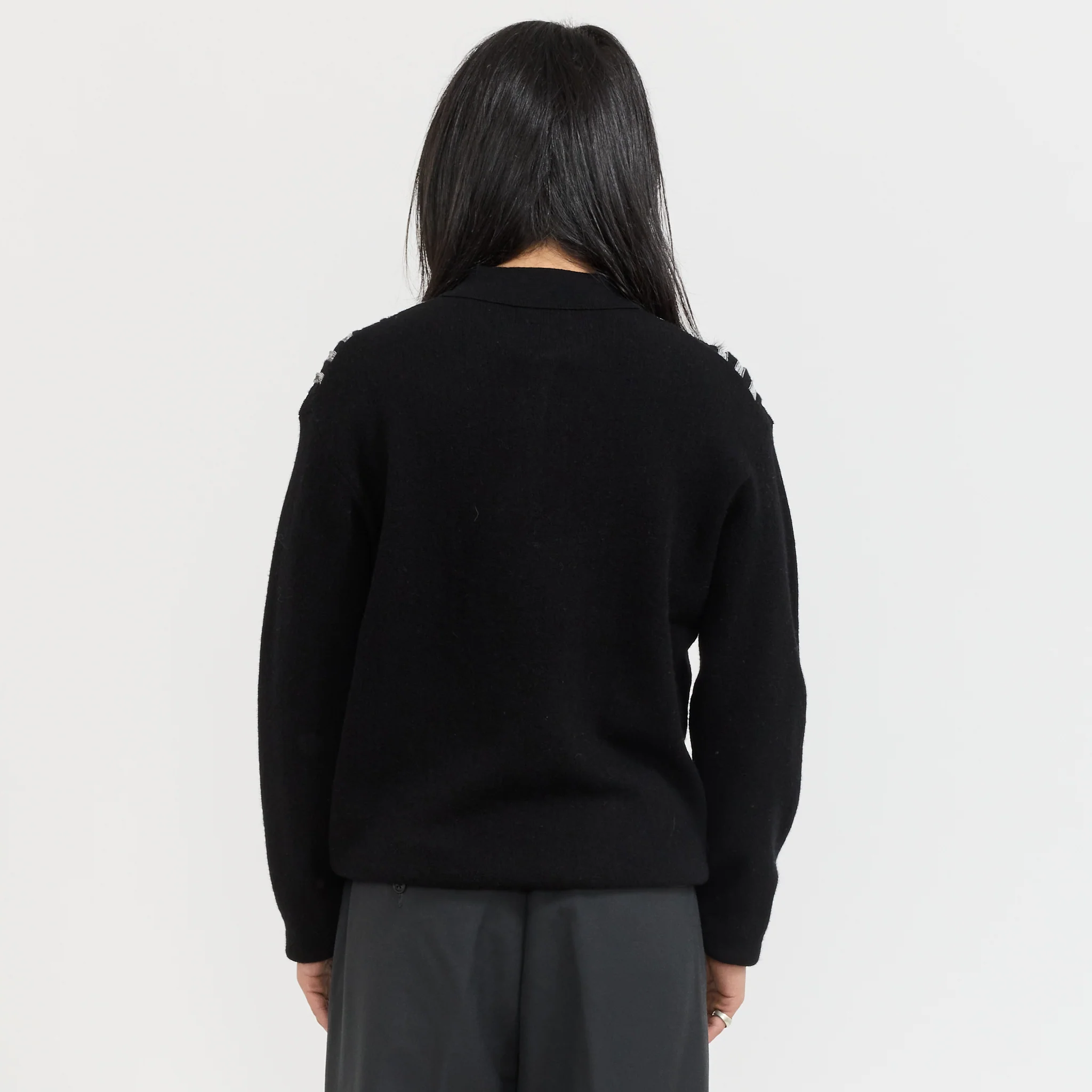 Knit Polo Born Stripe 14G Black - Image 4