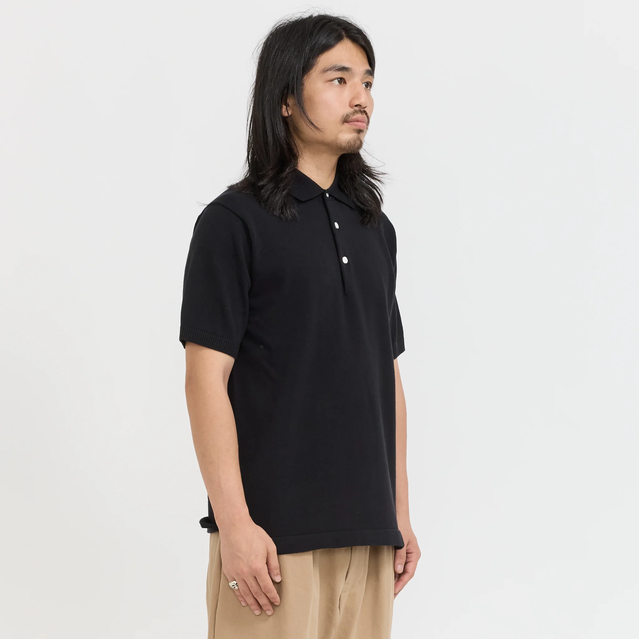 Knit Polo S/S 12G Black - Image 3