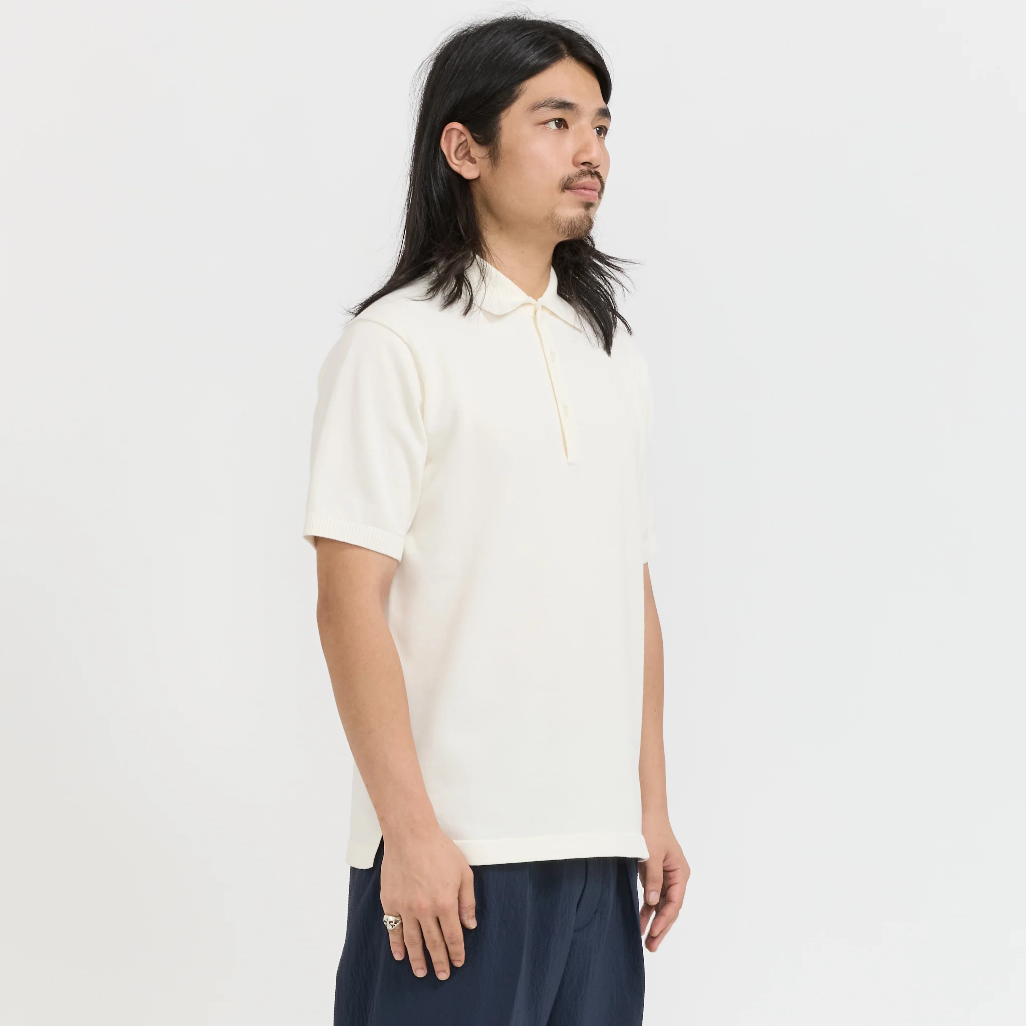 Knit Polo S/S 12G Off White - Image 3