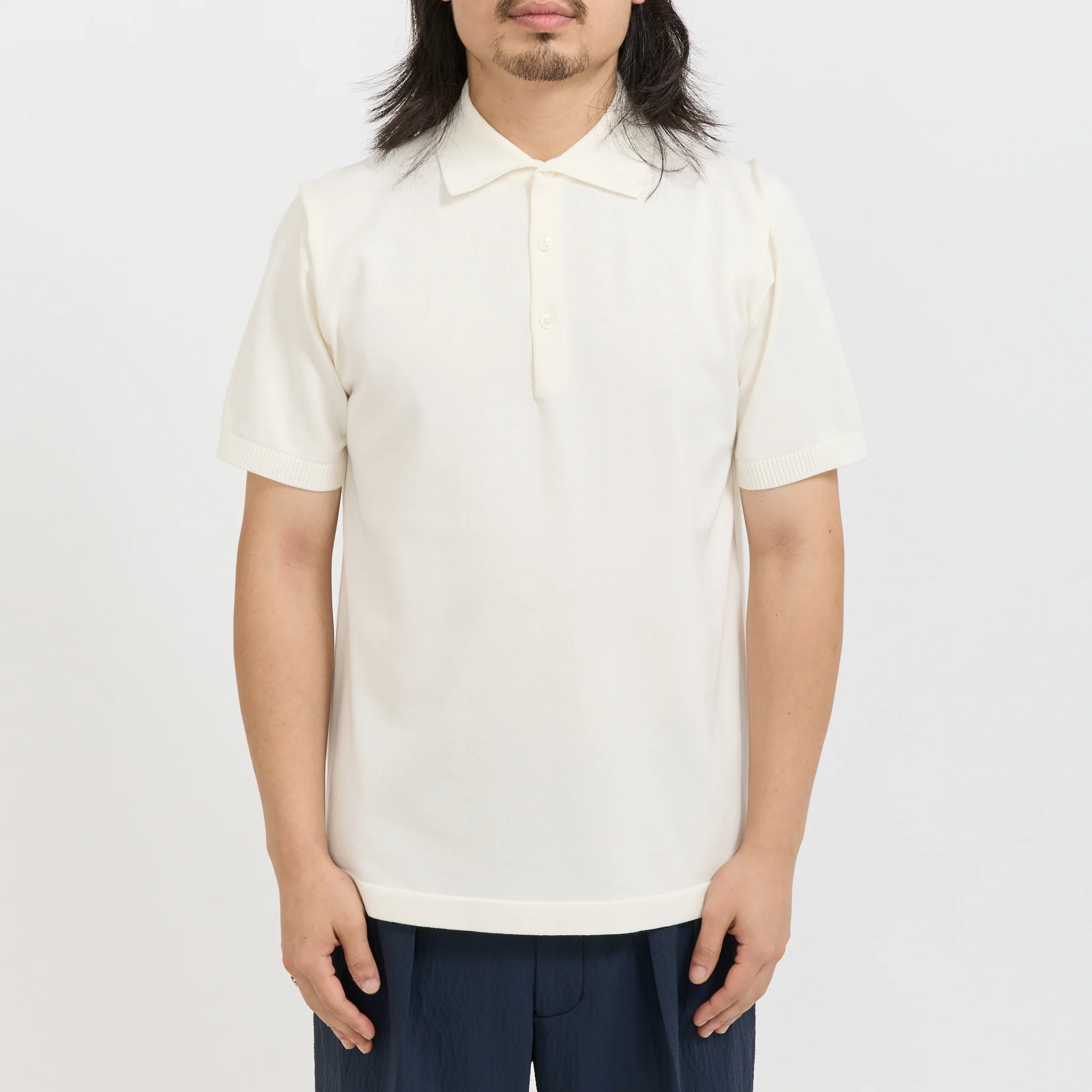 Knit Polo S/S 12G Off White - Image 5
