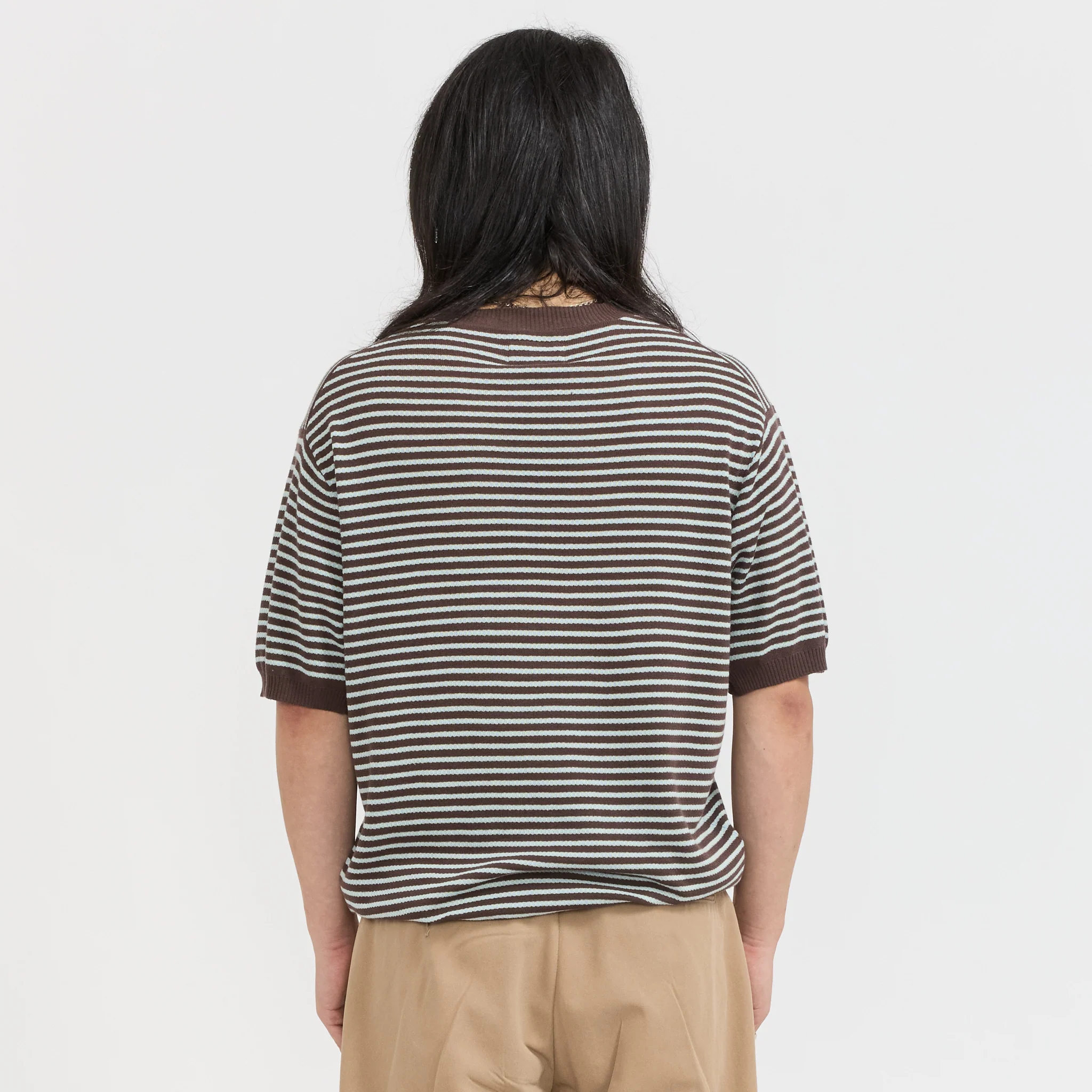 Knit Tee Dot Pattern Jacquard Brown - Image 4