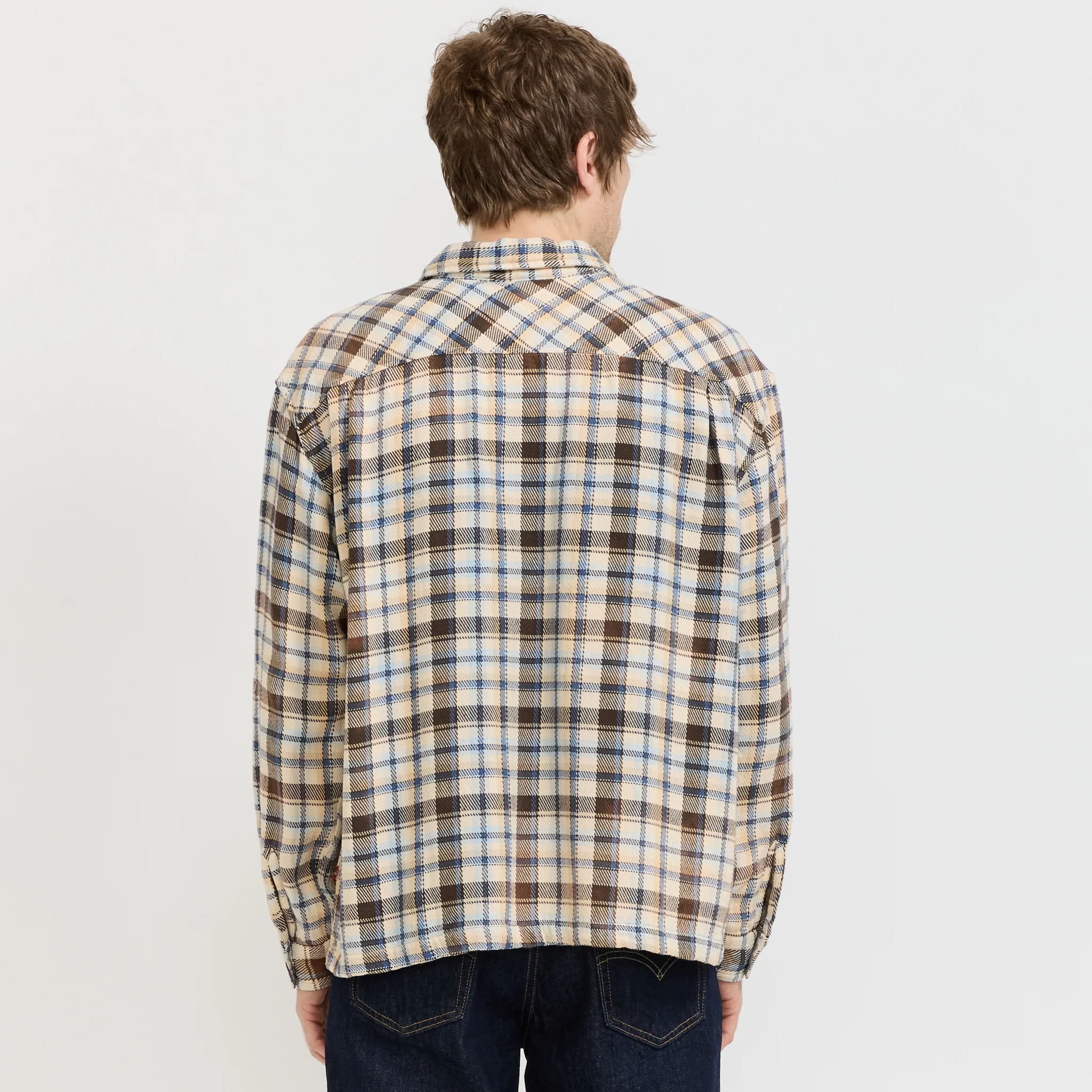 L/S Boxy Western Shirt Tanner Plaid Whitecap Grey - Image 4