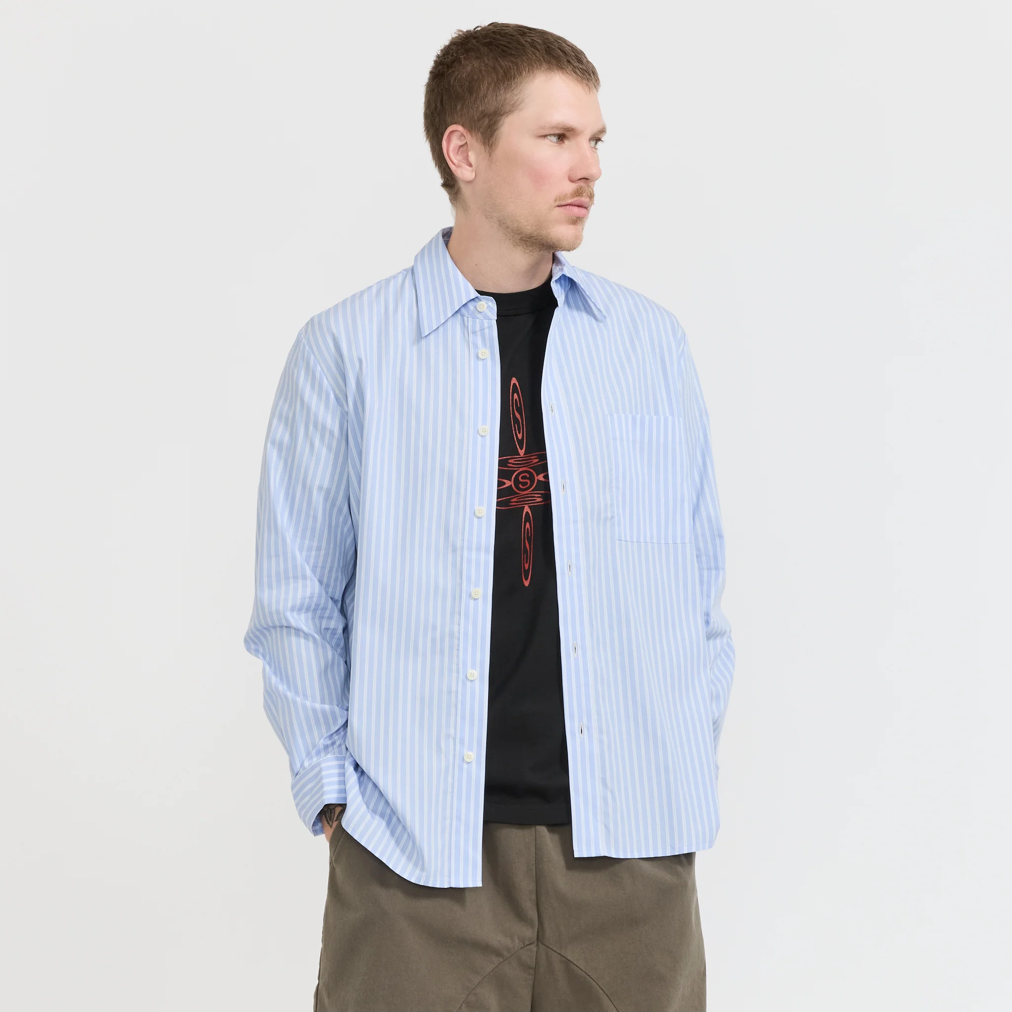 L/S Evening Shirt Blue Stripe