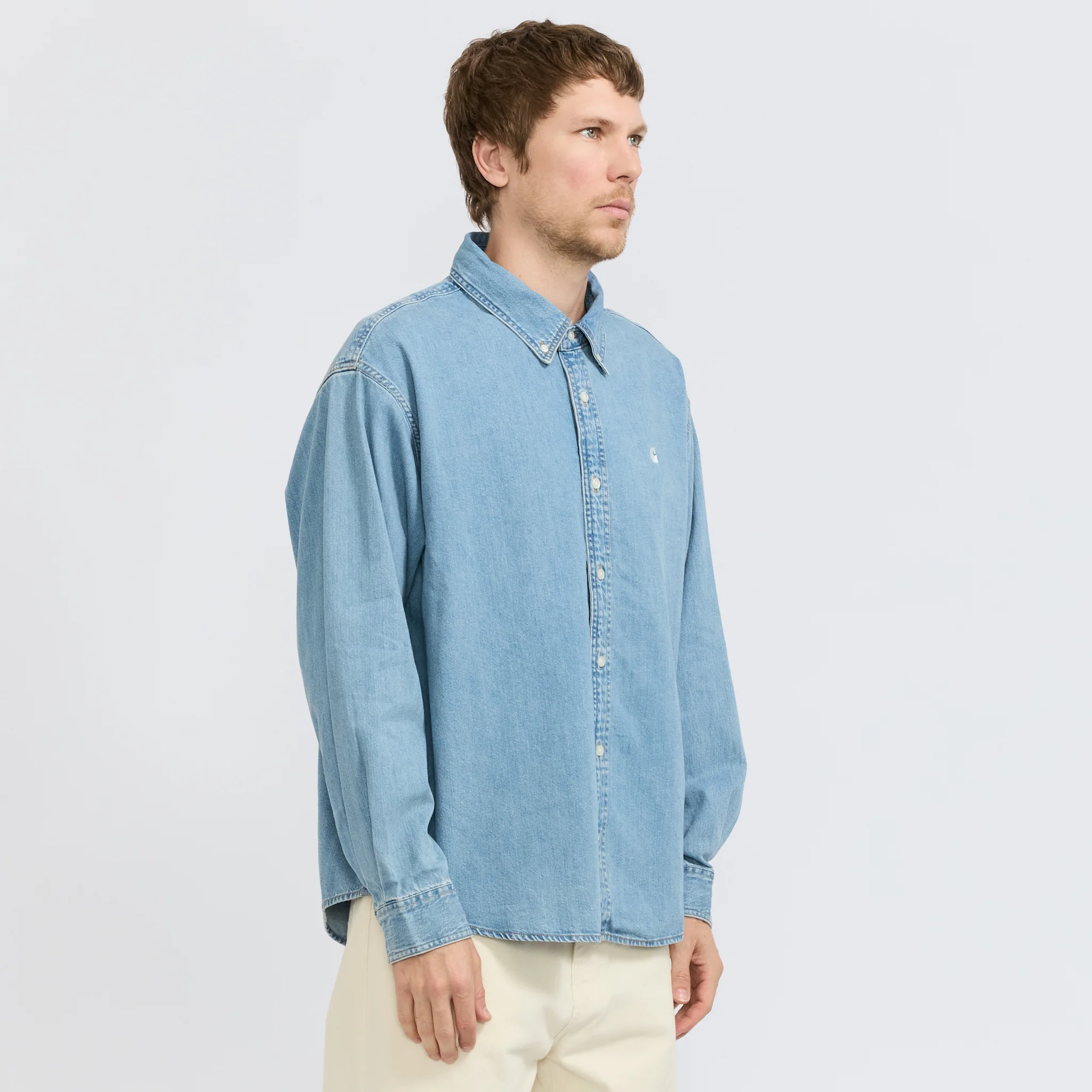 L/S Lucas Shirt Blue Bleached - Image 3