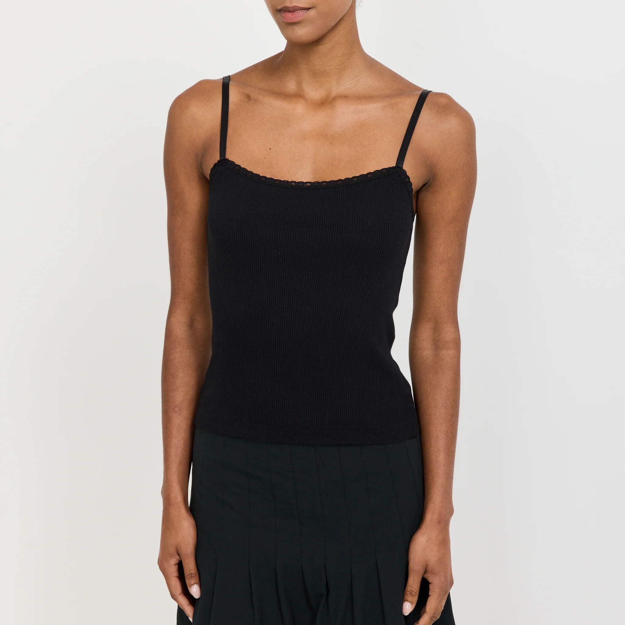 Lace Strap Soft Rib Tank Black - Image 5