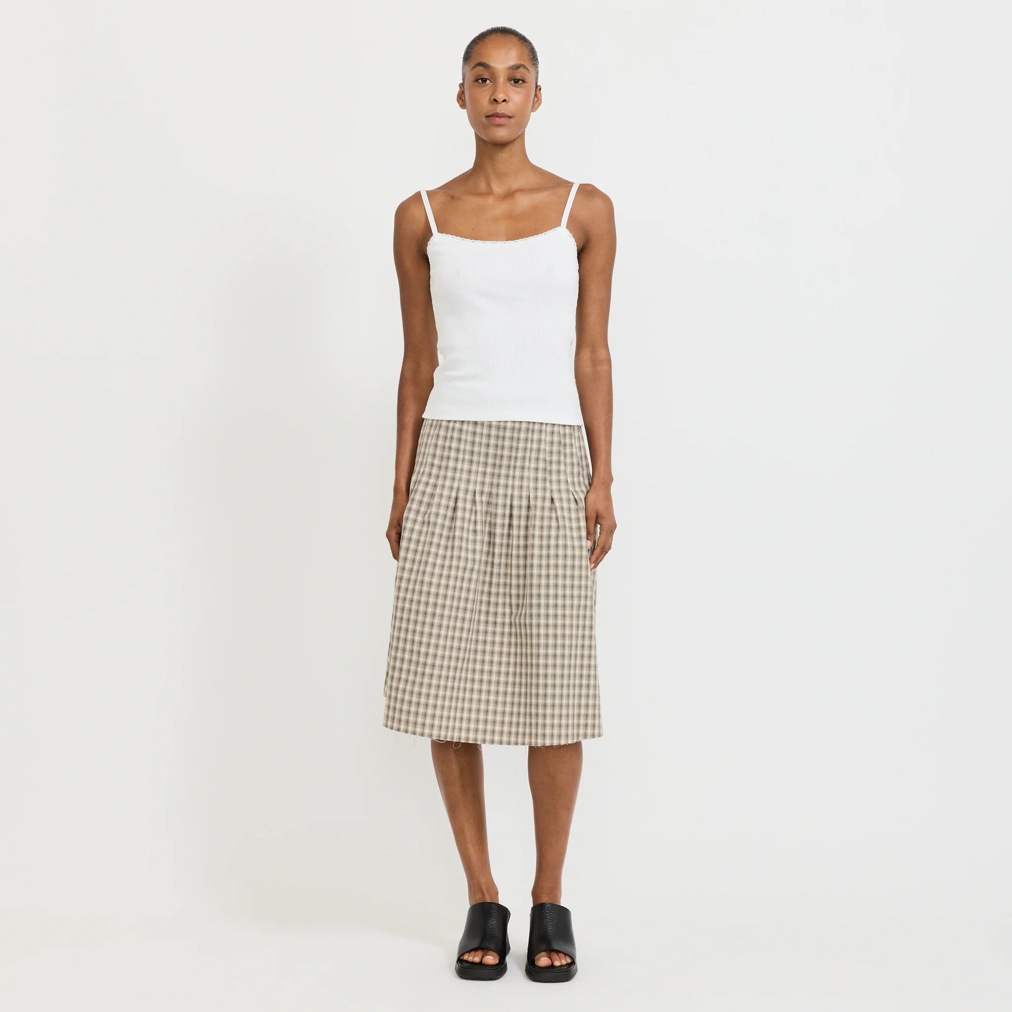 Lace Strap Soft Rib Tank White - Image 2