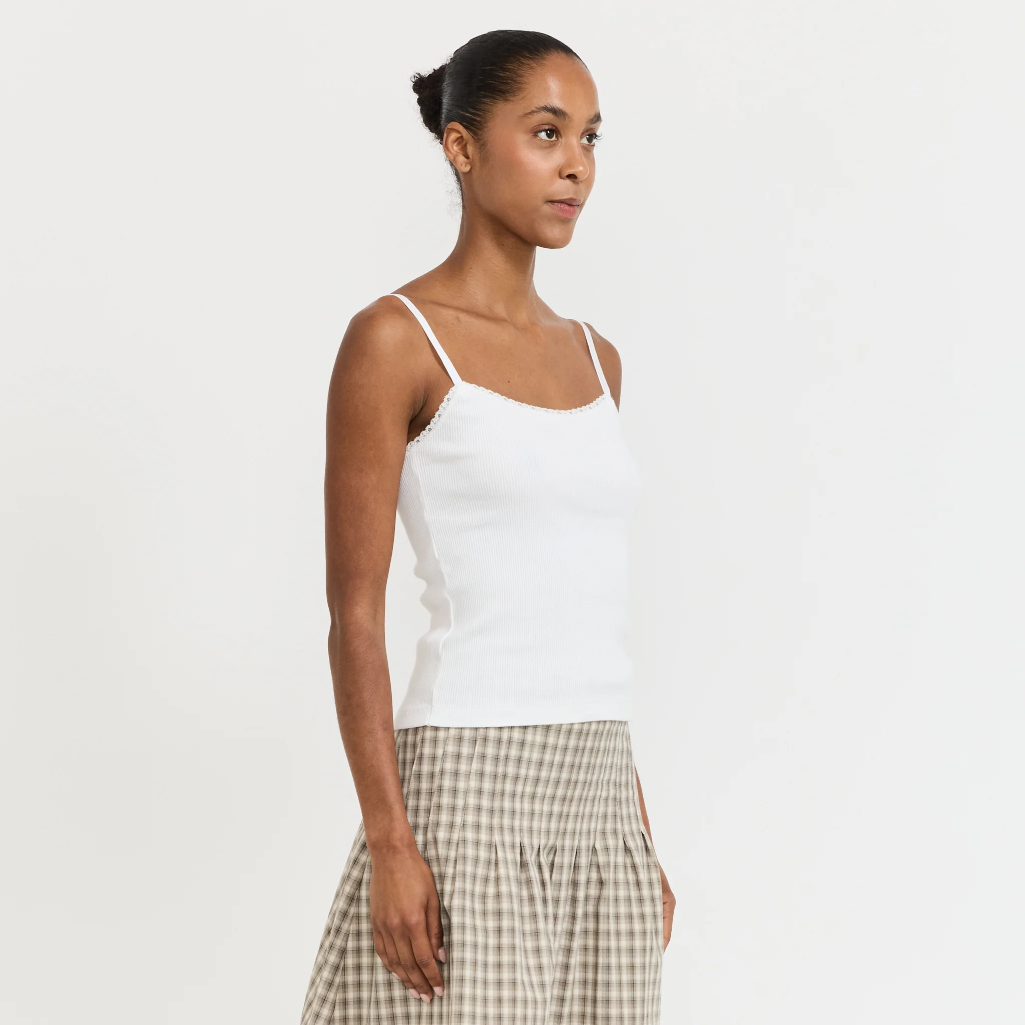 Lace Strap Soft Rib Tank White - Image 3