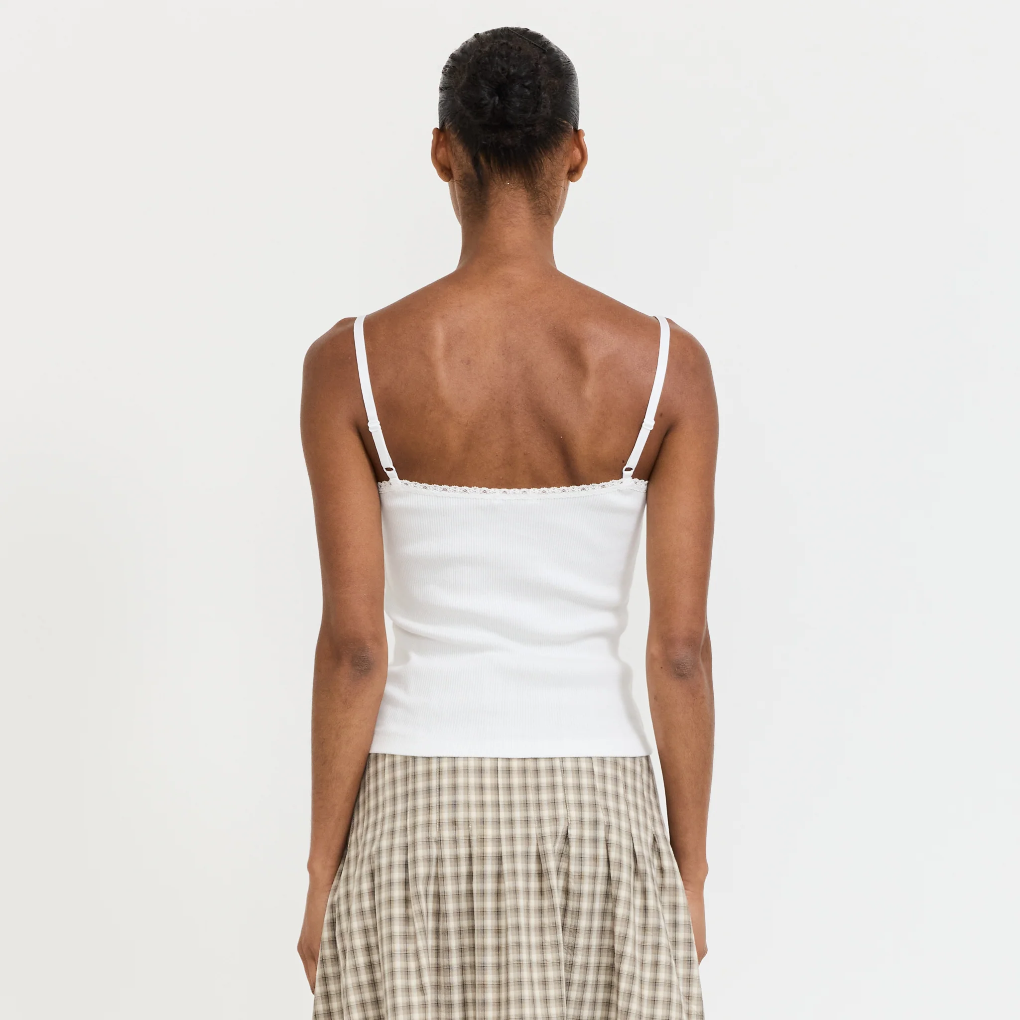 Lace Strap Soft Rib Tank White - Image 4