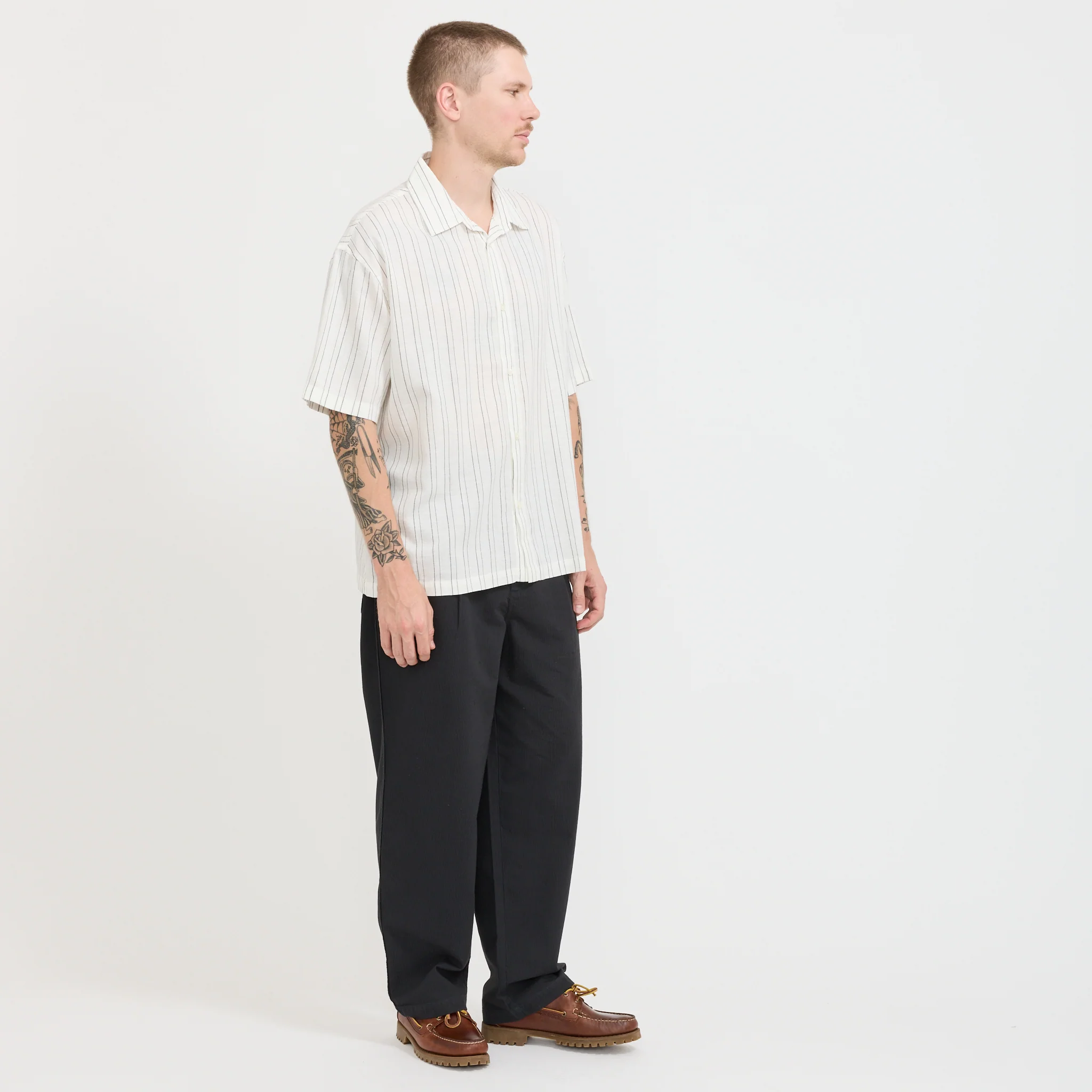 Liam Short Sleeve Shirt Cream/Black - Image 6
