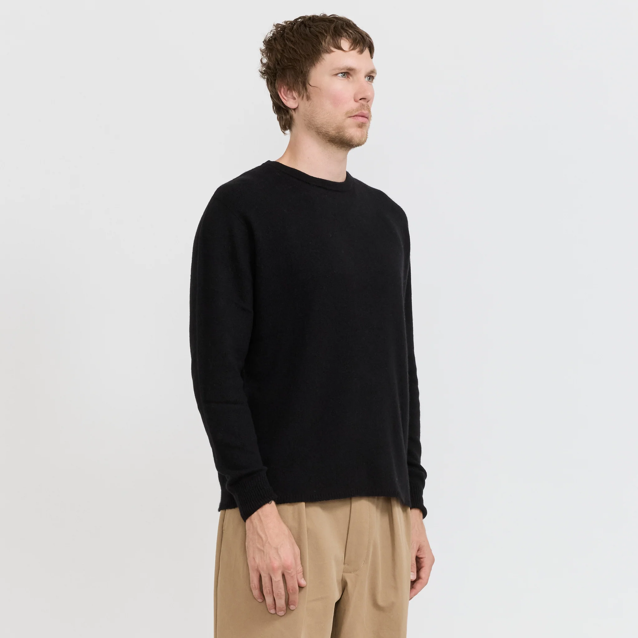 Lightweight Merino Wool Cashmere Silk Sweater Deep Black - Image 2