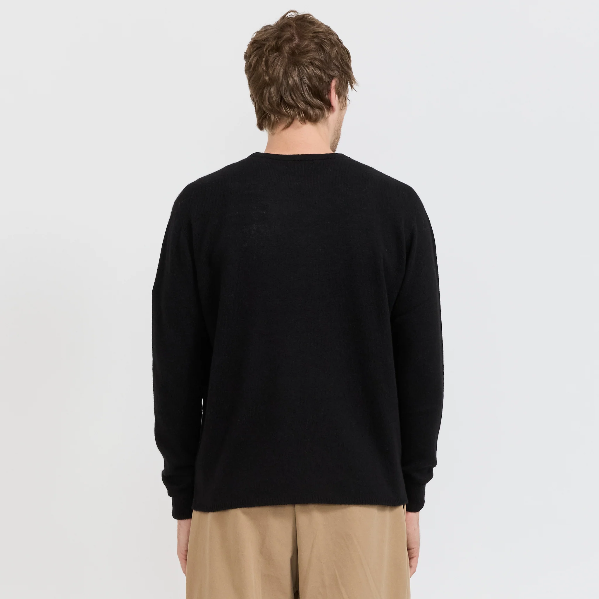 Lightweight Merino Wool Cashmere Silk Sweater Deep Black - Image 3