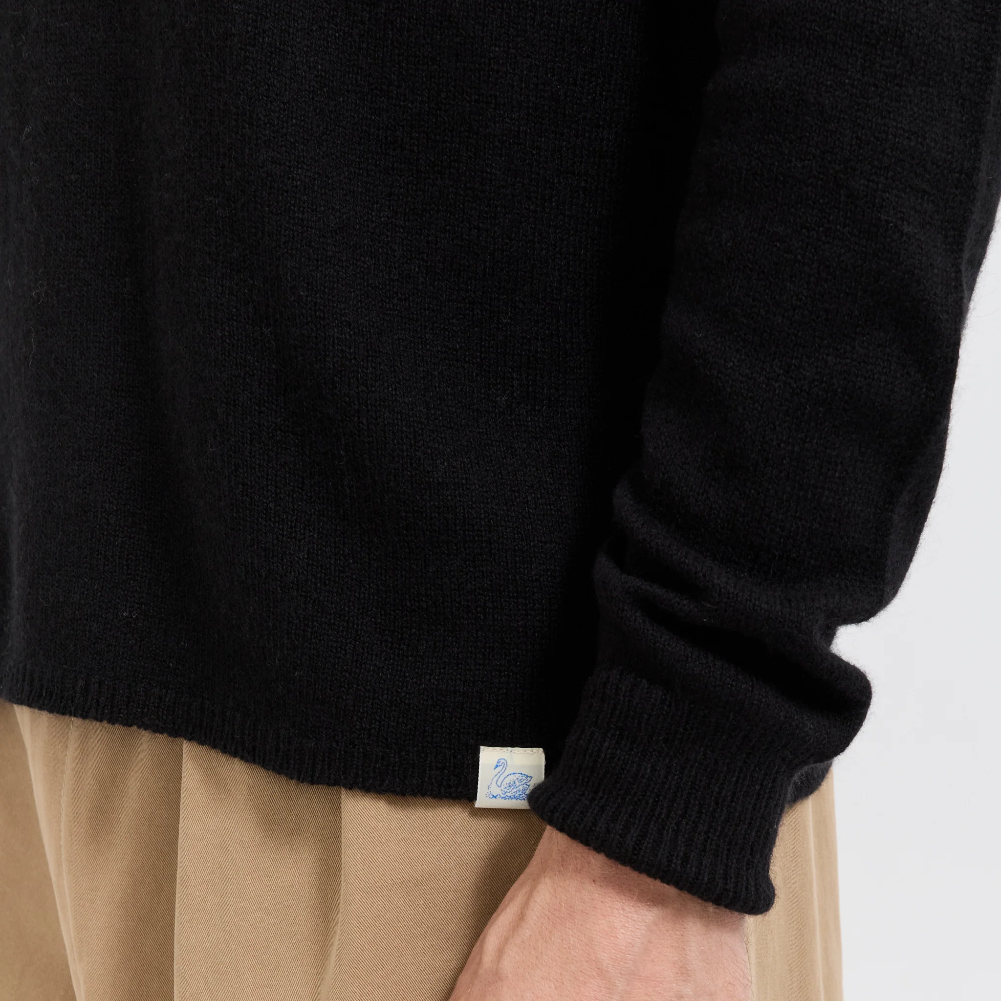 Lightweight Merino Wool Cashmere Silk Sweater Deep Black - Image 5