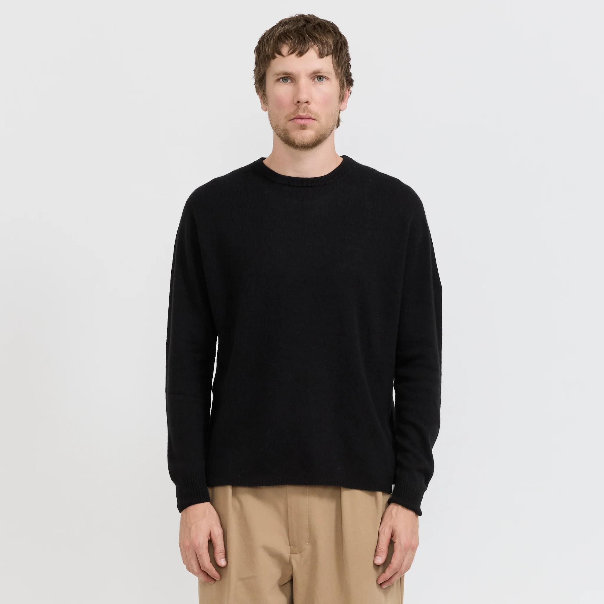 Lightweight Merino Wool Cashmere Silk Sweater Deep Black - Image 6