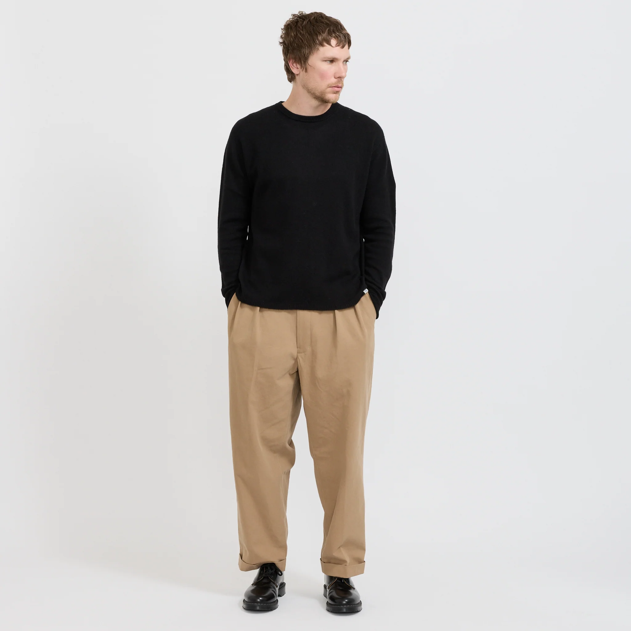Lightweight Merino Wool Cashmere Silk Sweater Deep Black - Image 7