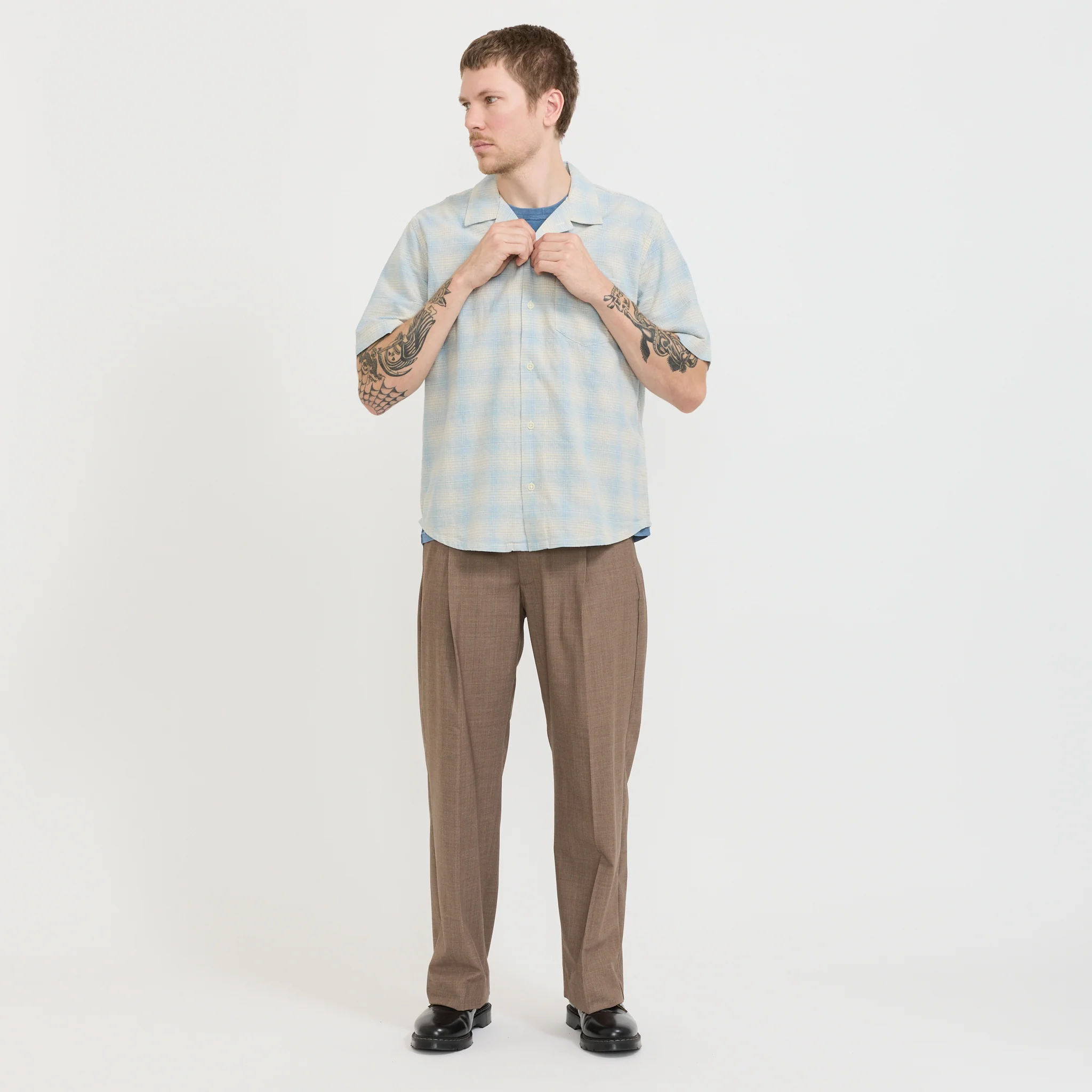 Linen Plaid SS Light Blue - Image 2